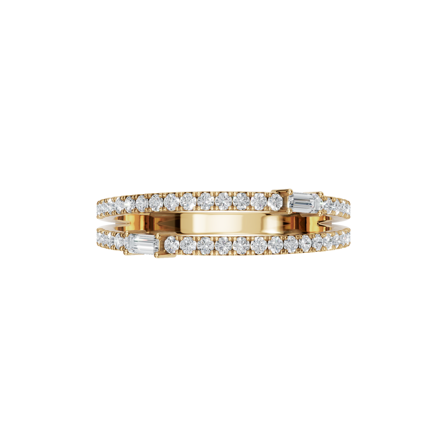 Round & Baguette Lab Diamond Ring in Gold