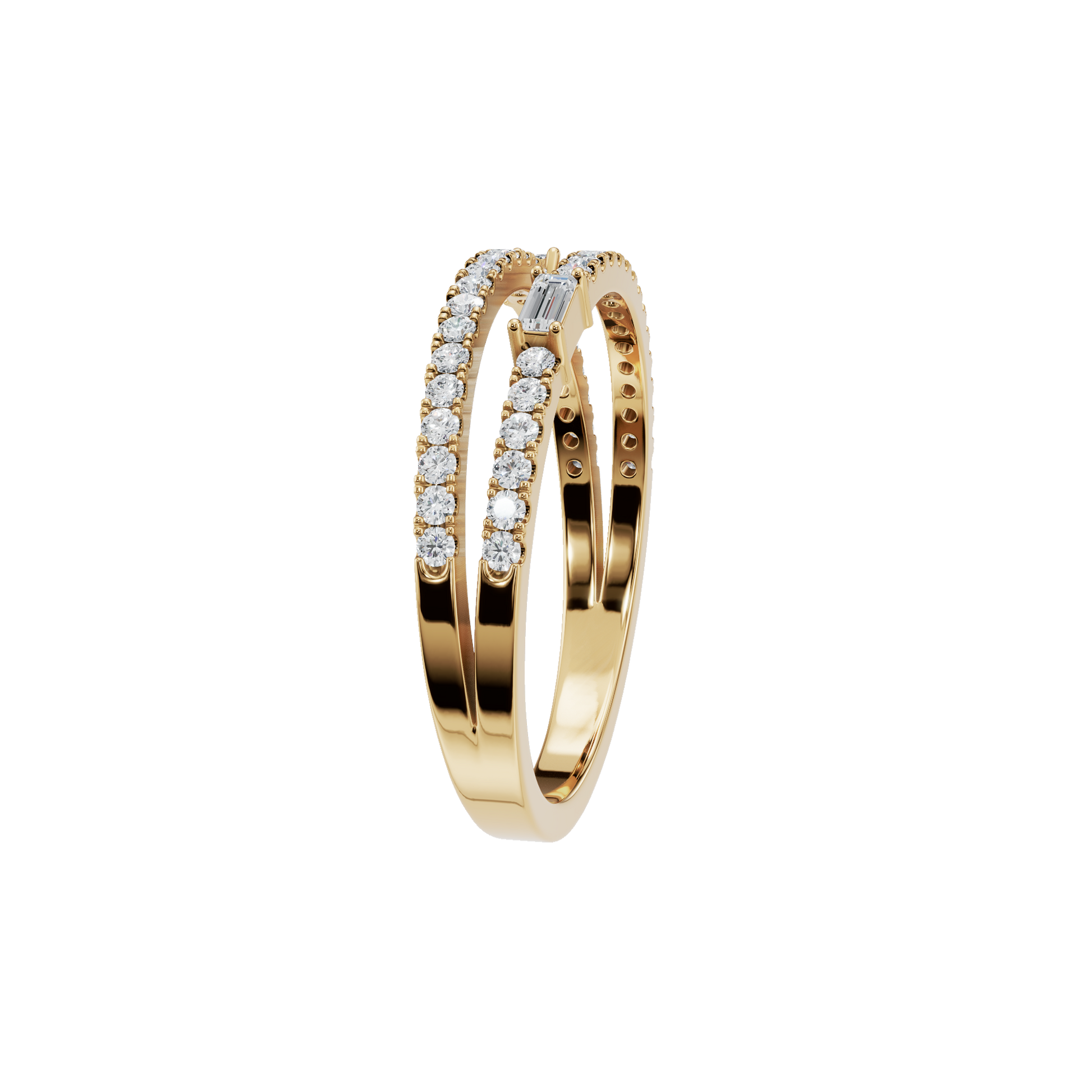 Diamond Band with Round Pave and Baguette Accents