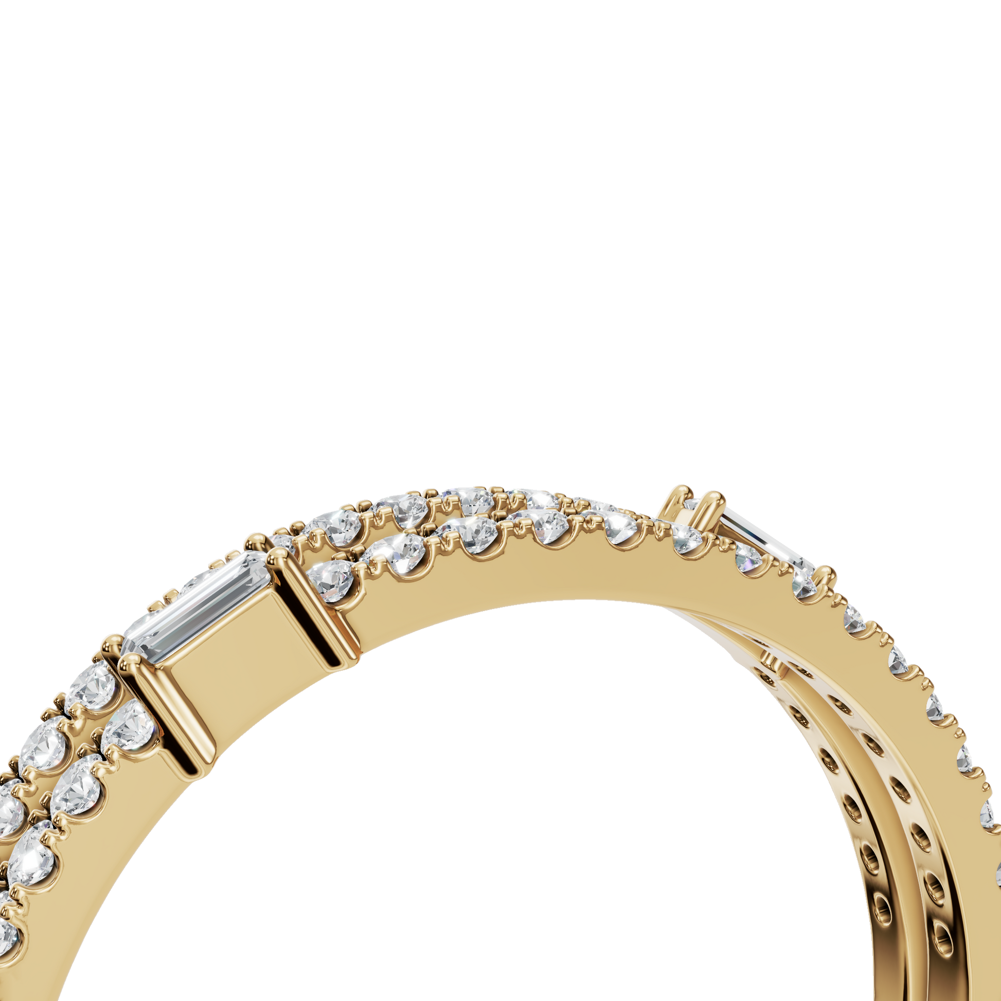 Diamond Band with Round Pave and Baguette Accents