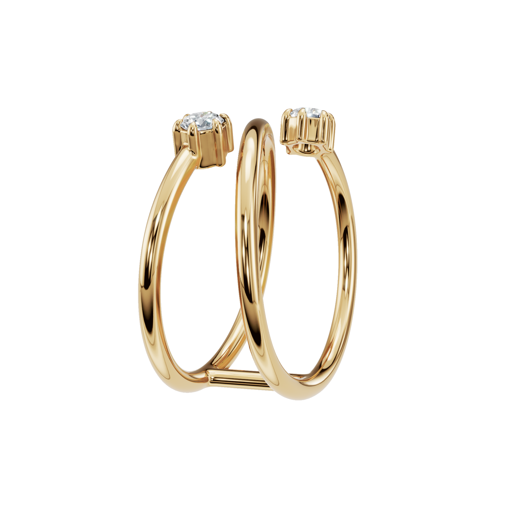 0.20Ct Round Diamond Open Wrap Ring in Gold | Modern Minimal Double Stone Ring