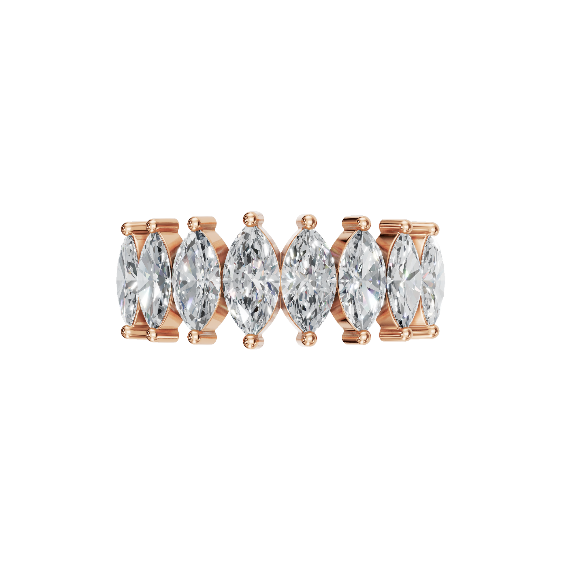 Diamond Band Ring with Graduated Marquise Stones