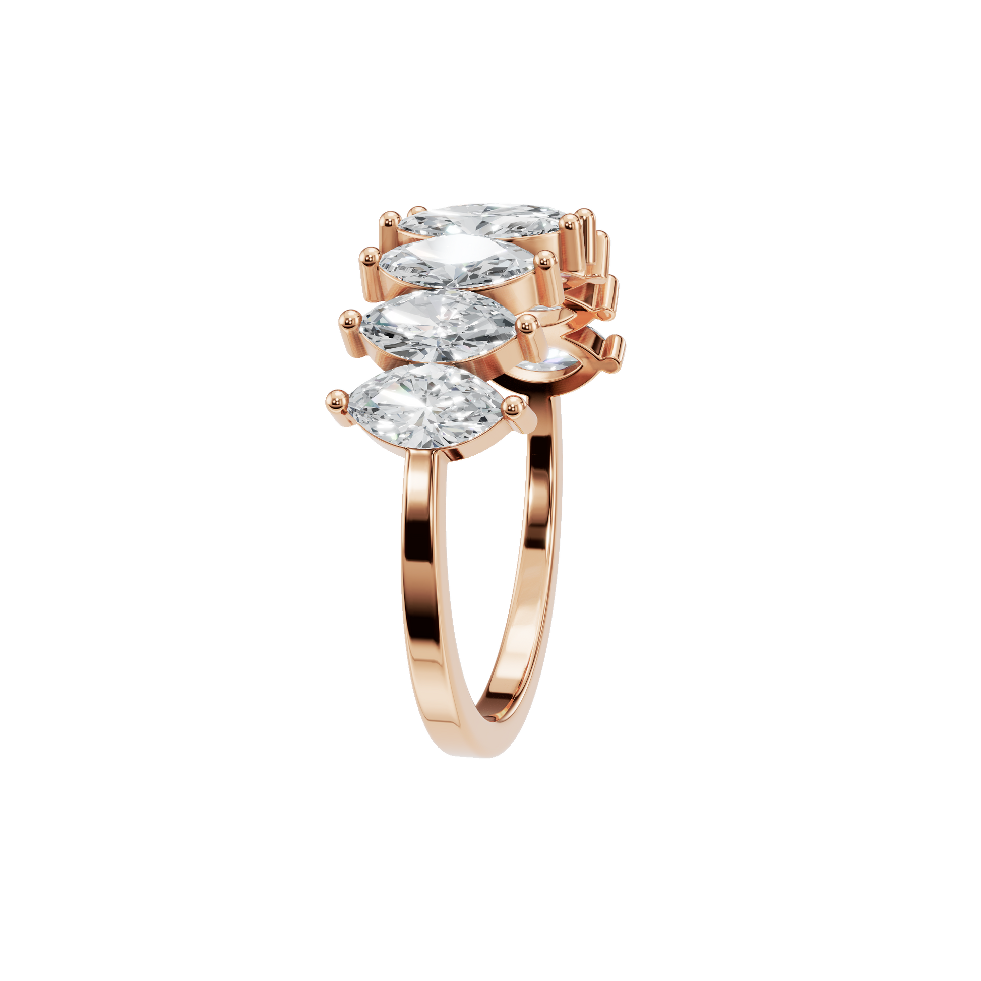 Diamond Band Ring with Graduated Marquise Stones