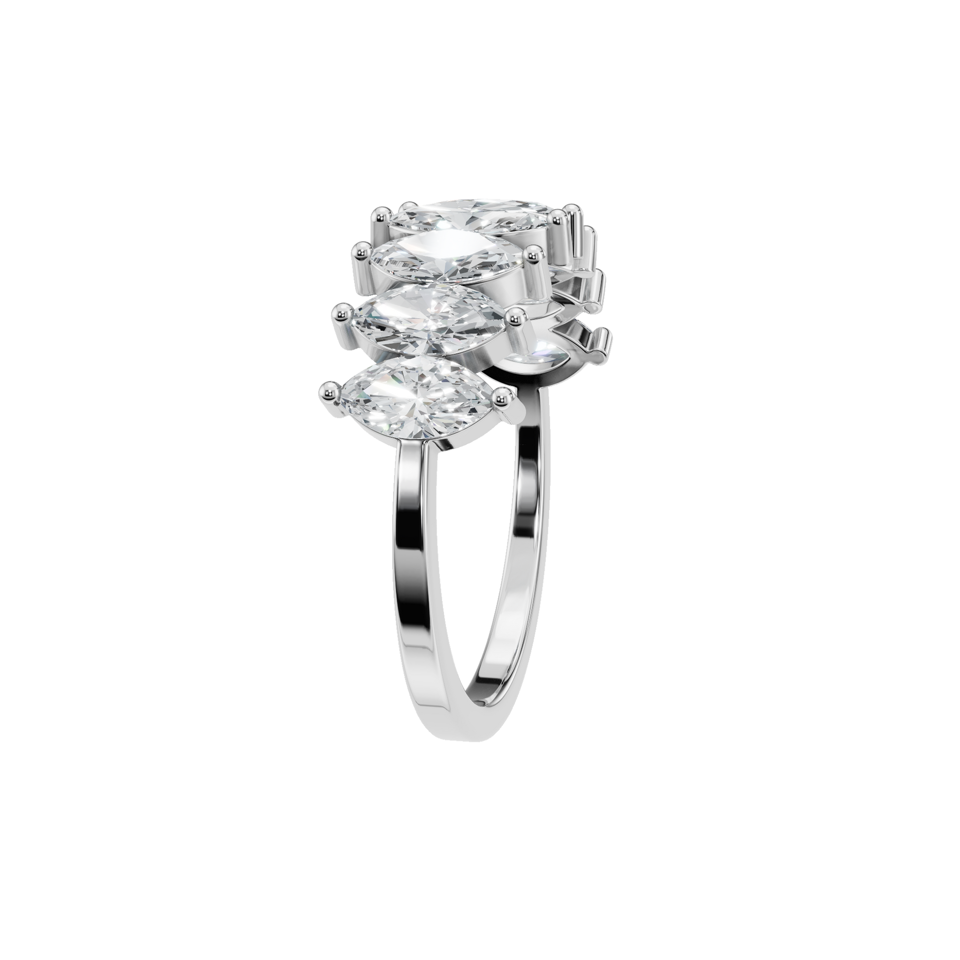 Diamond Band Ring with Graduated Marquise Stones