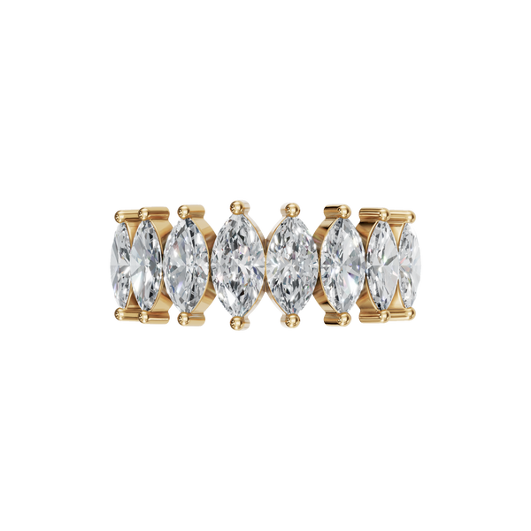 Marquise Lab Diamond Eight Stone Ring in 14K Yellow Gold