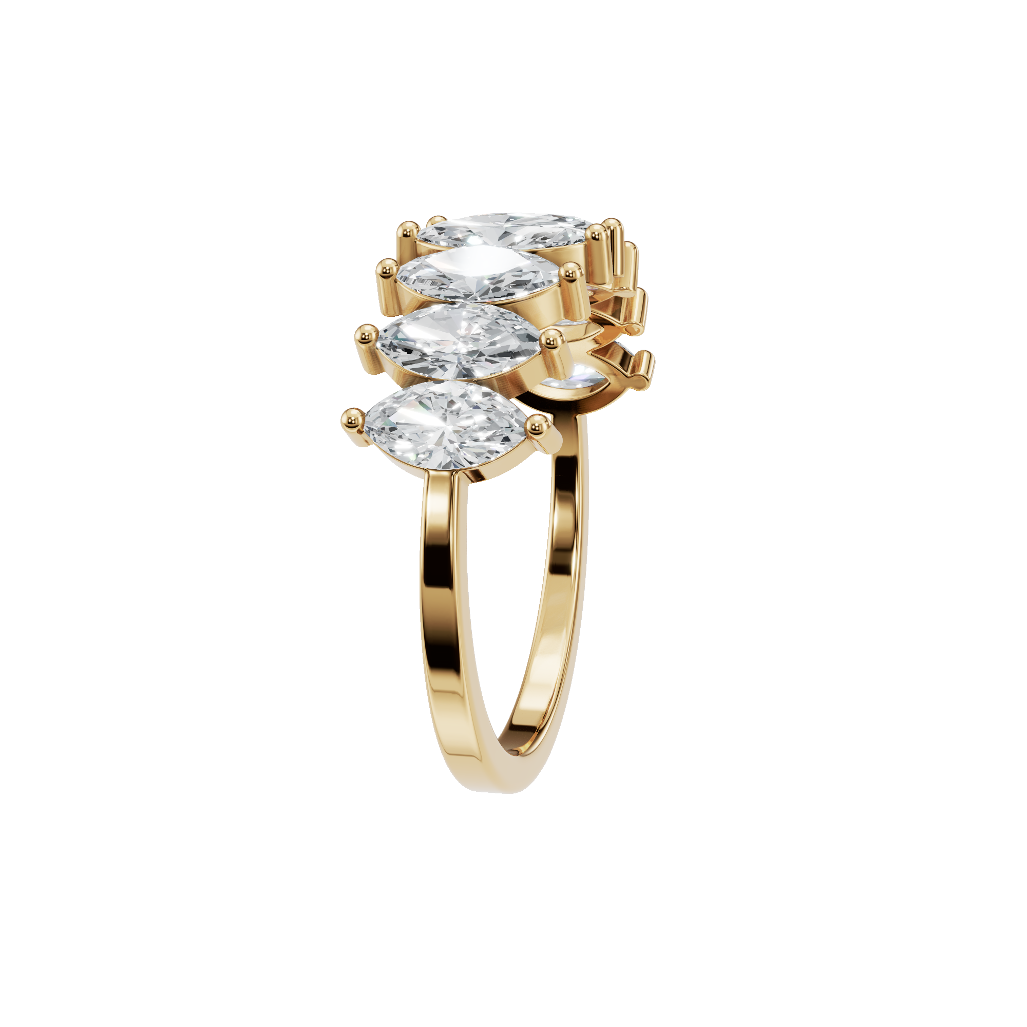 1.55 Ct Marquise Lab Diamond Eight Stone Ring in 14K Yellow Gold