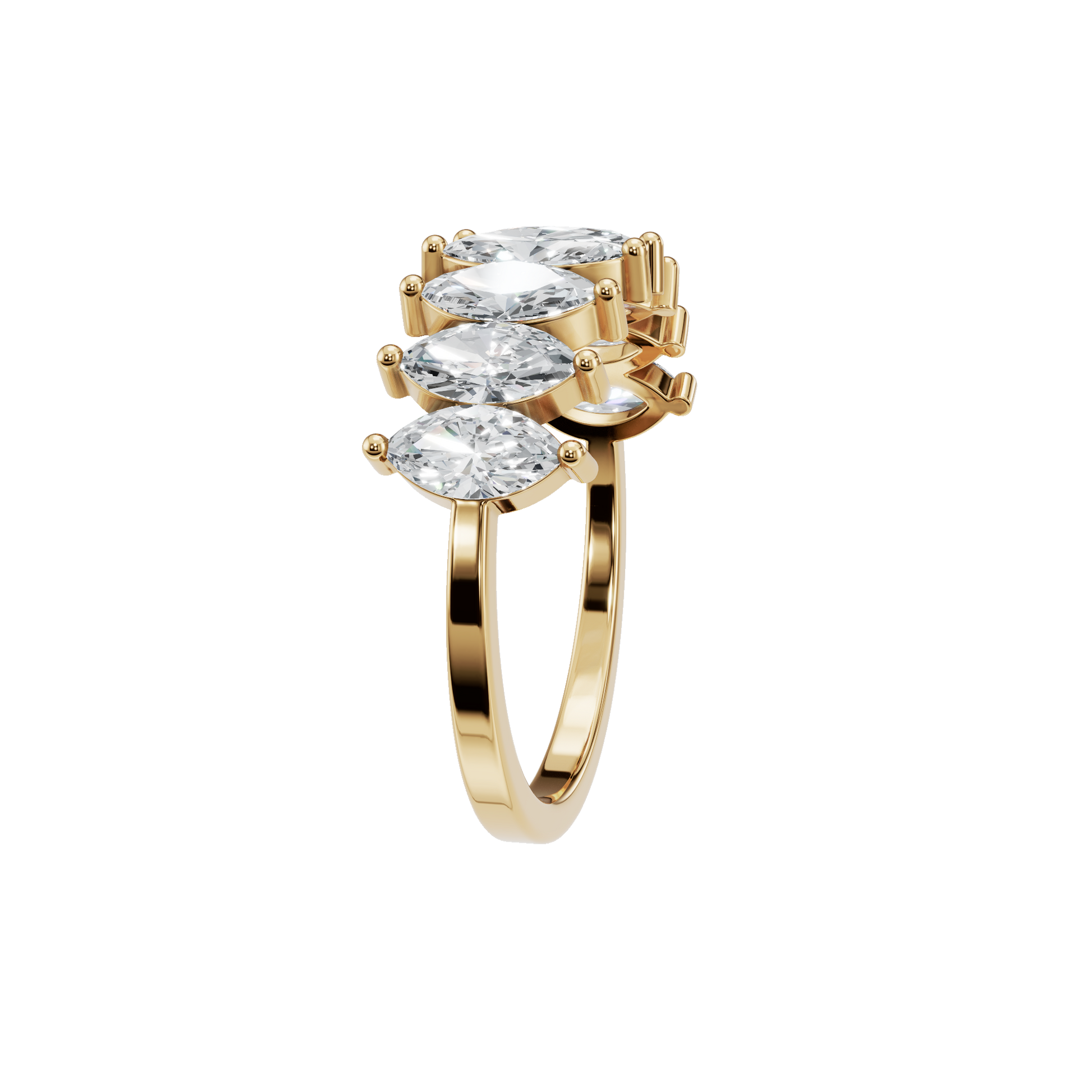 Diamond Band Ring with Graduated Marquise Stones