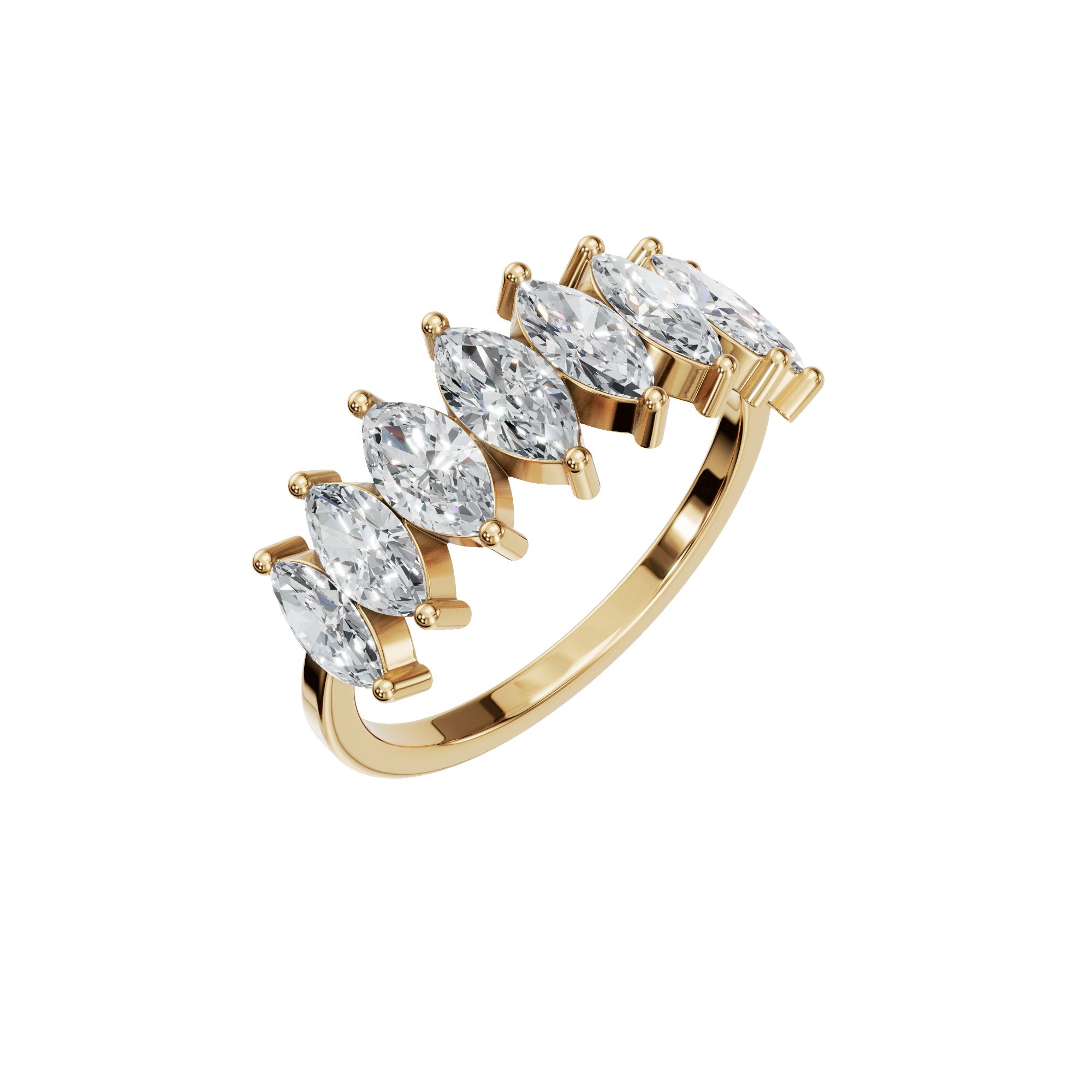 Diamond Band Ring with Graduated Marquise Stones