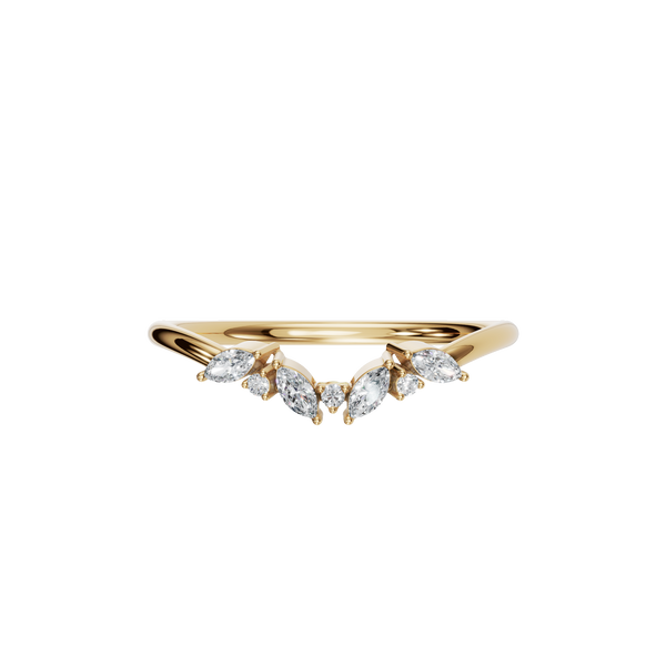 Marquise Lab Diamond Chevron Crown Ring in 14K Yellow Gold