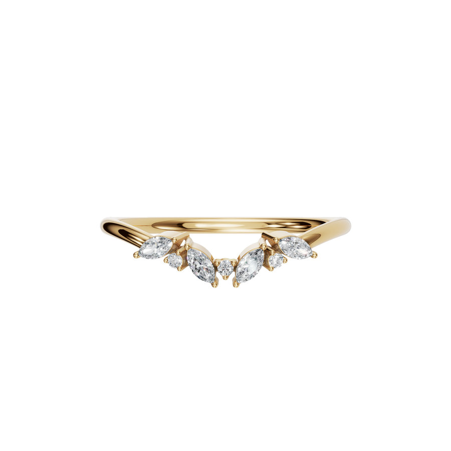 Marquise Lab Diamond Chevron Crown Ring in Gold