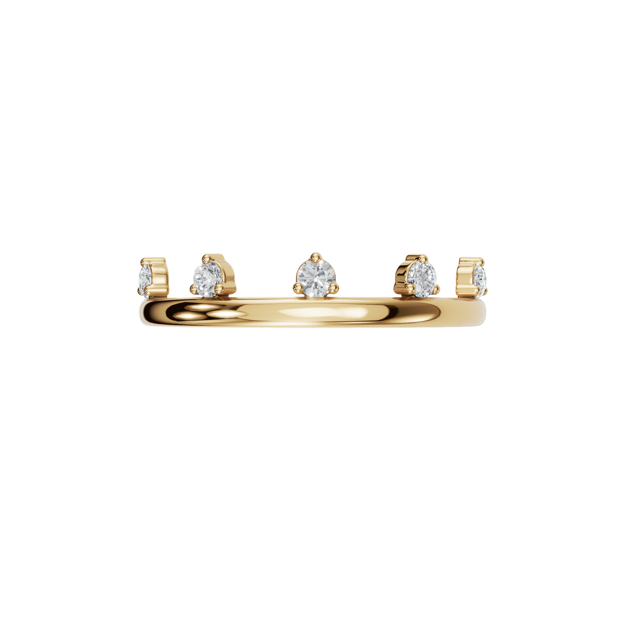 Round Diamond Curved Band Ring in Gold | Elegant Floating Diamond Fine Jewelry Ring