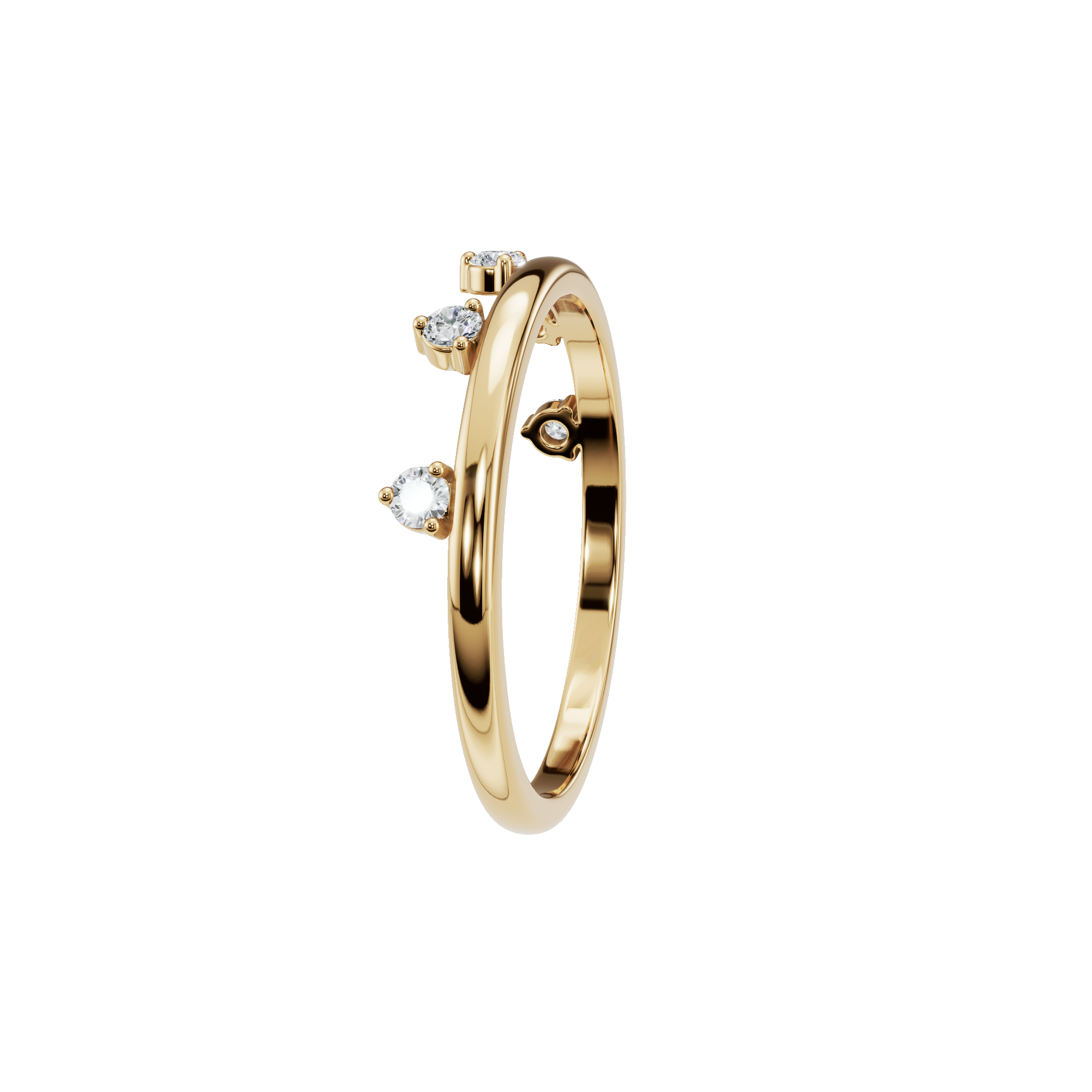 Round Diamond Curved Band Ring in Gold | Elegant Floating Diamond Fine Jewelry Ring
