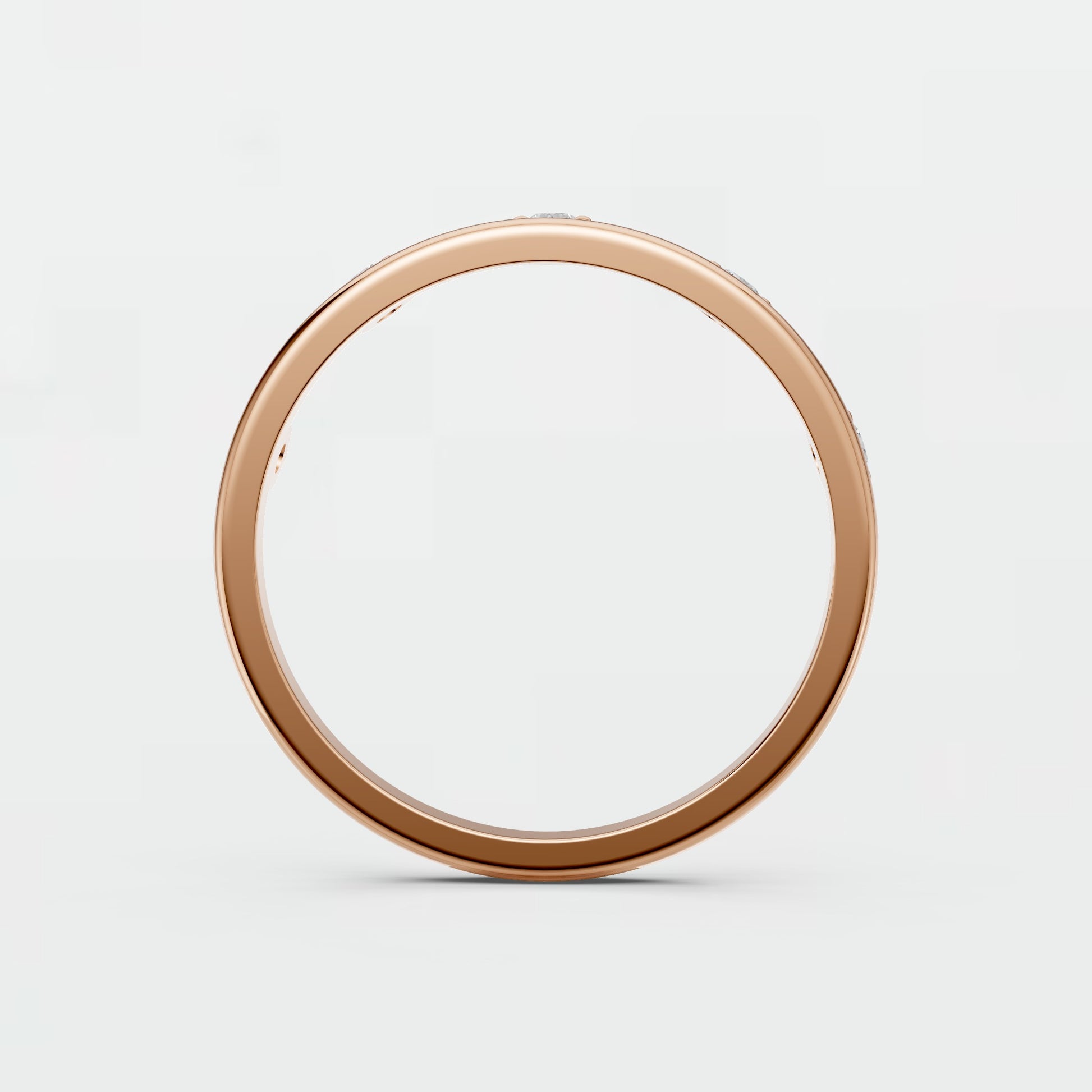 Lab Diamond Round Brilliant Floating Bezel Bubble Stacking Ring in 14K Gold