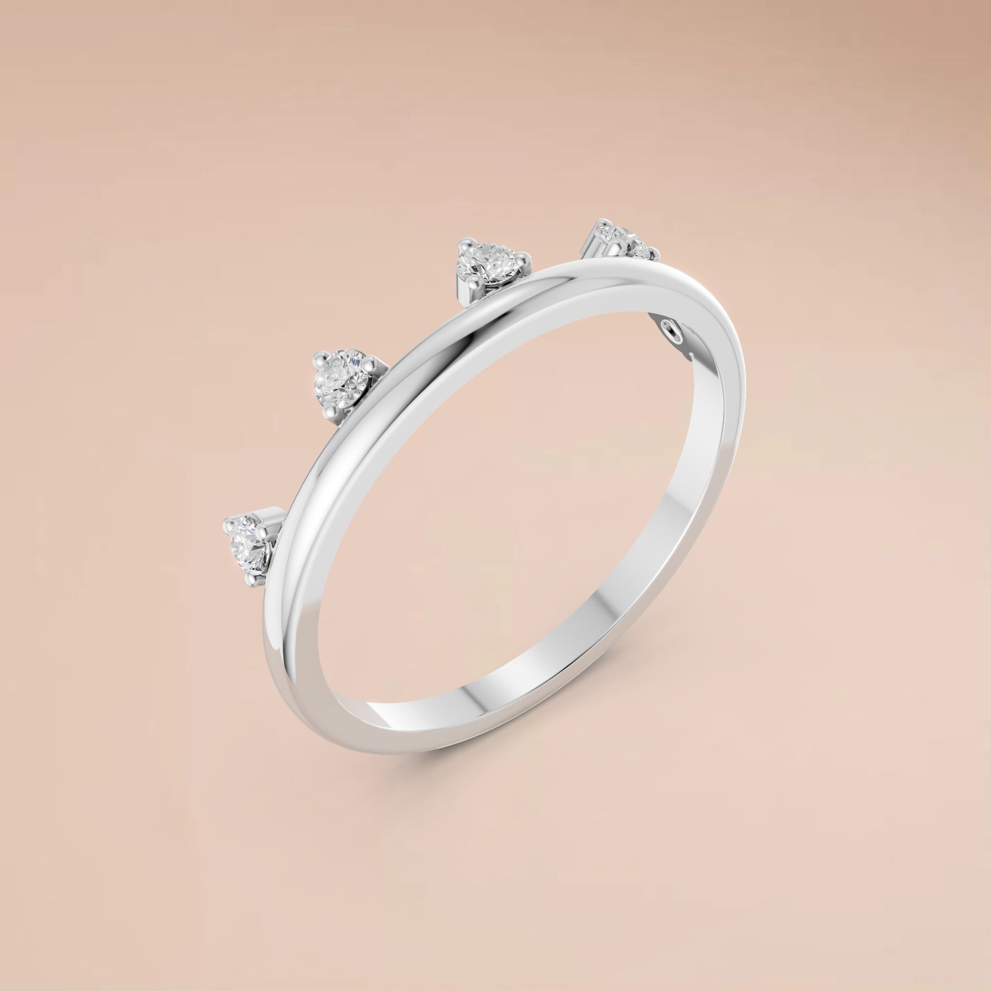 Lab Diamond Round Brilliant Floating Bezel Bubble Stacking Ring in 14K Gold