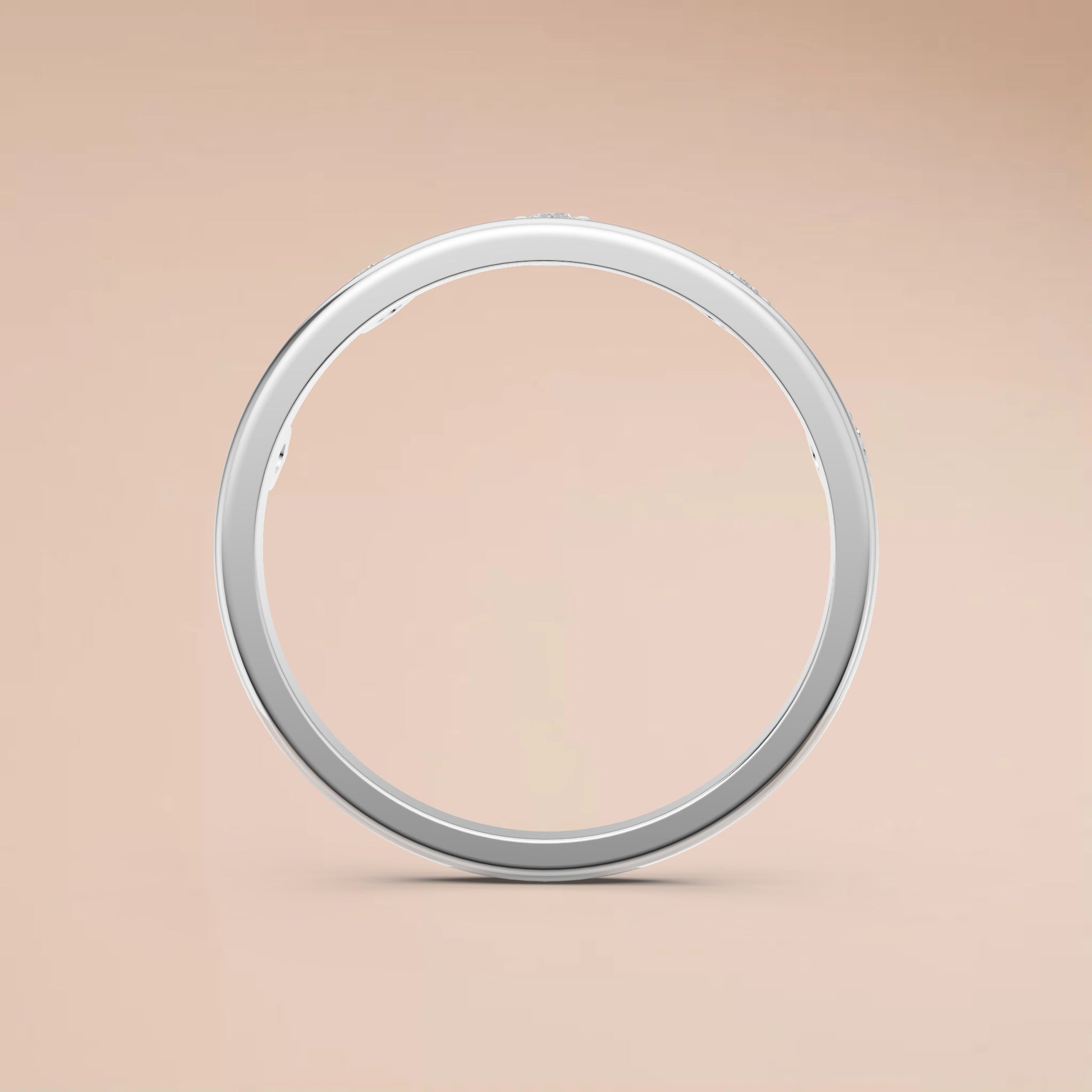 Lab Diamond Round Brilliant Floating Bezel Bubble Stacking Ring in 14K Gold