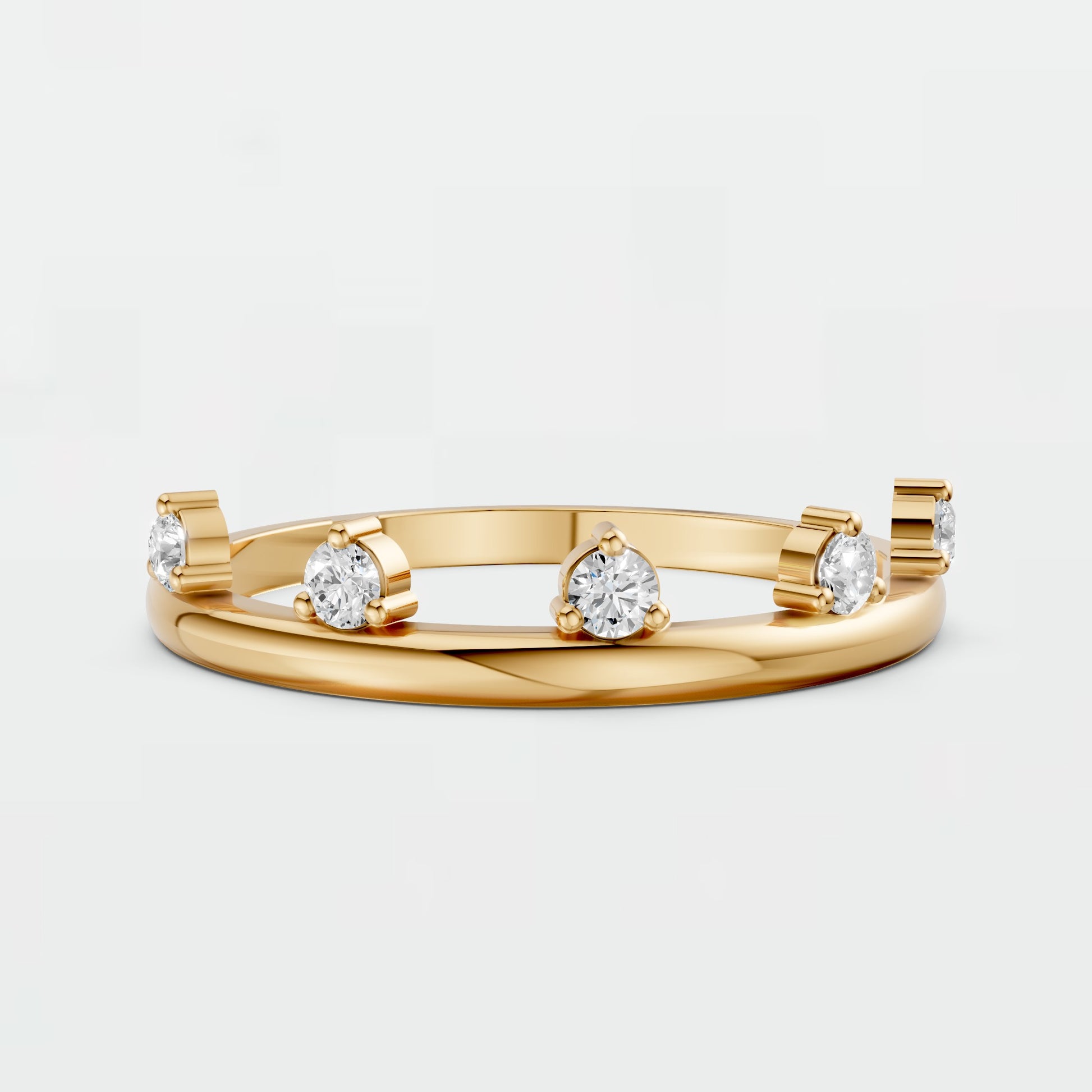 Lab Diamond Round Brilliant Floating Bezel Bubble Stacking Ring in 14K Gold