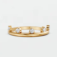 Lab Diamond Round Brilliant Floating Bezel Bubble Stacking Ring in Gold