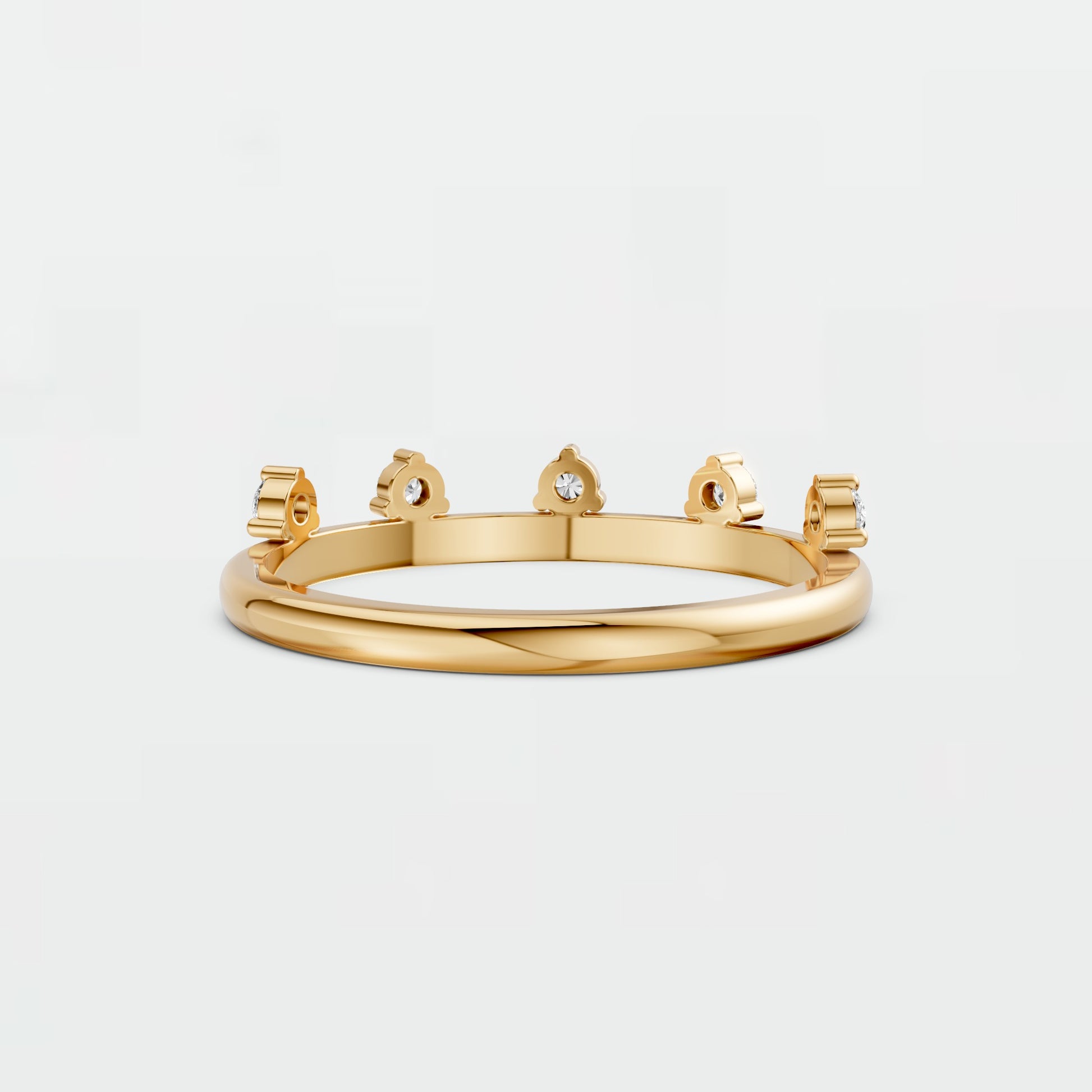 Lab Diamond Round Brilliant Floating Bezel Bubble Stacking Ring in 14K Gold