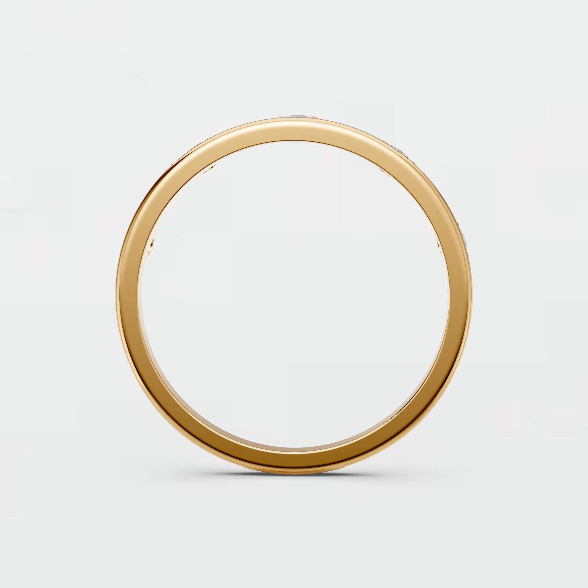Lab Diamond Round Brilliant Floating Bezel Bubble Stacking Ring in 14K Gold