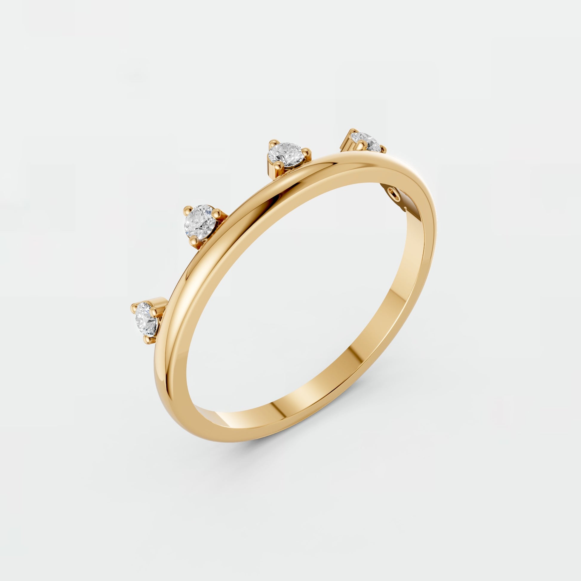 Lab Diamond Round Brilliant Floating Bezel Bubble Stacking Ring in 14K Gold