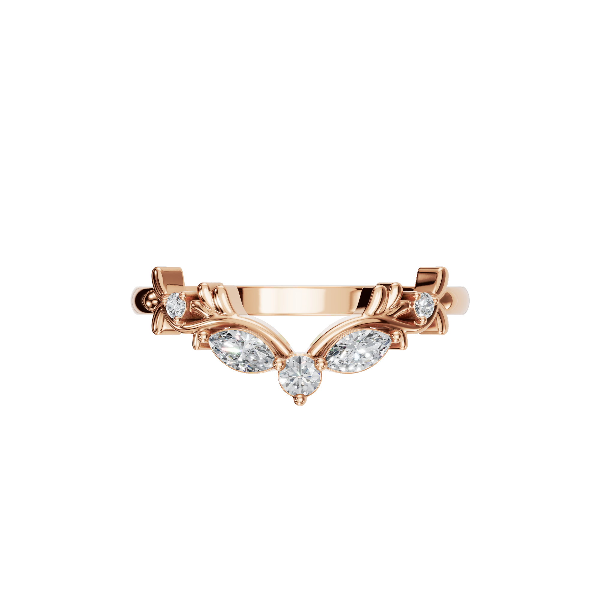 Vintage-Style Gold Lab Grown Diamond Tiara Ring
