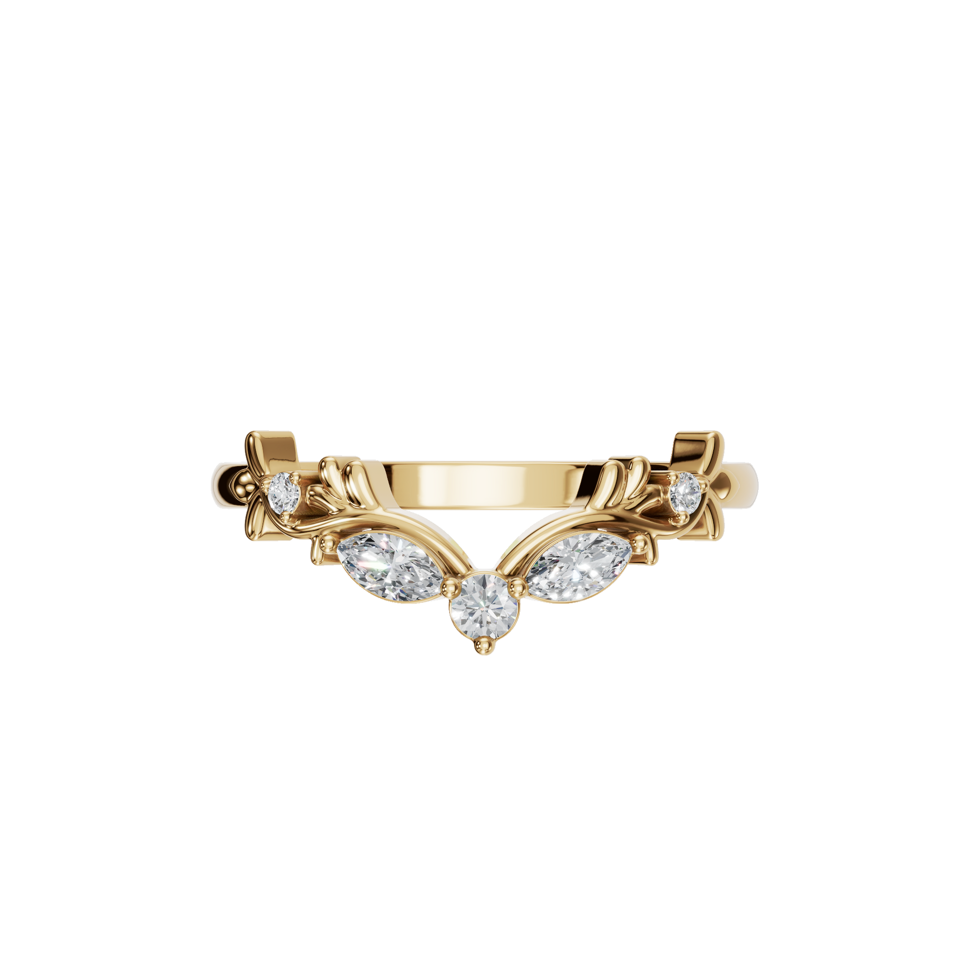 Vintage-Style Gold Lab Grown Diamond Tiara Ring