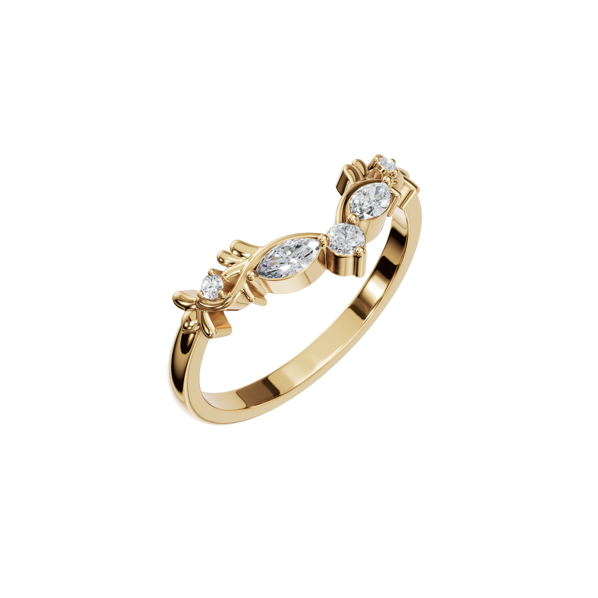 Vintage-Style Gold Lab Grown Diamond Tiara Ring