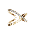 Minimalist Round Cut Diamond Bezel Set Open Crossover Ring