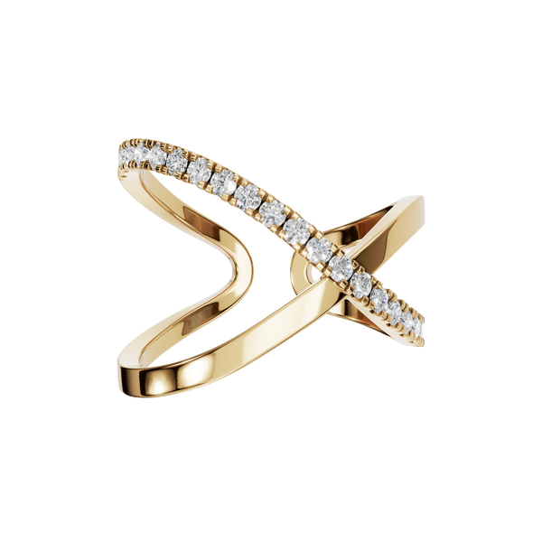 Round Lab Diamond Open Crossover Ring in 14K Yellow Gold