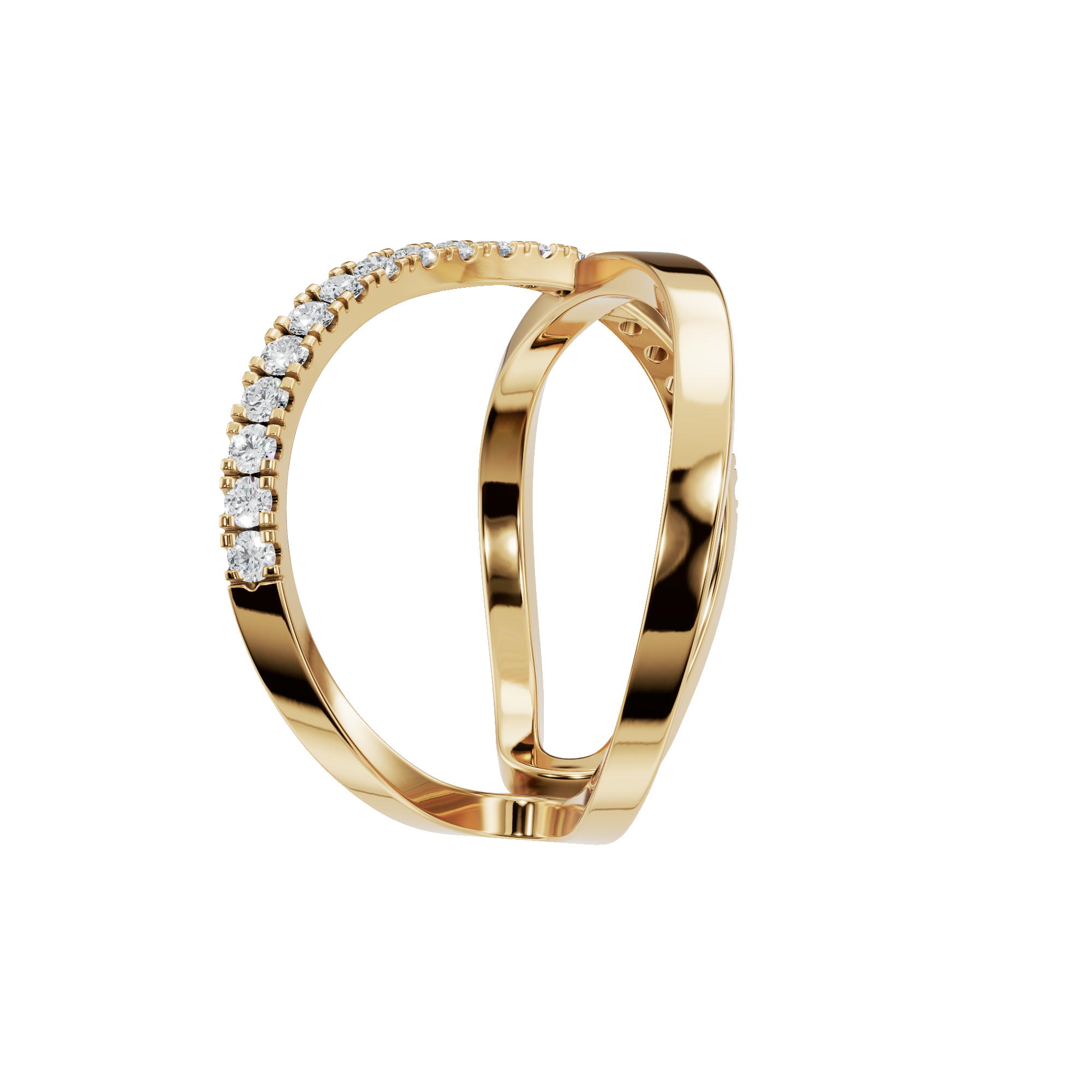 0.28Ct Round Diamond Criss Cross Ring in Gold | Elegant X Shape Diamond Ring