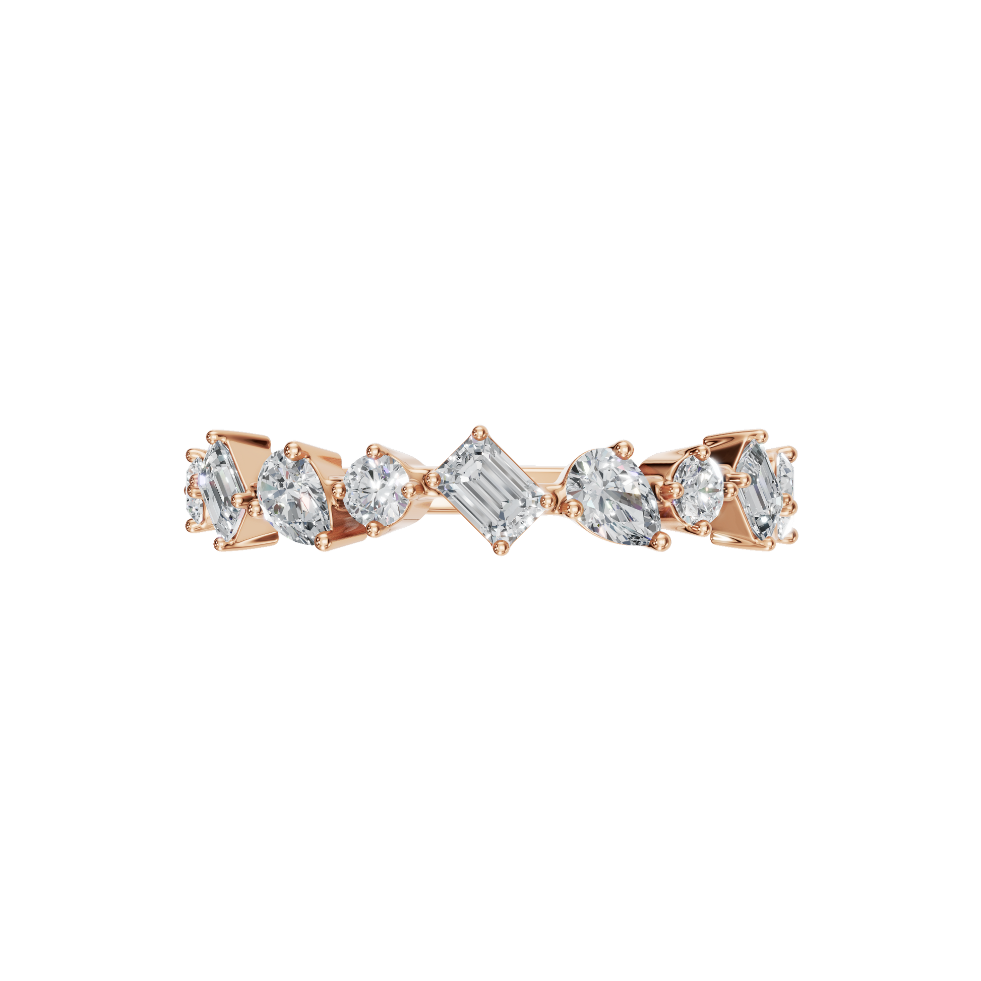 0.70 CTW Mixed Diamond Ring – Elegant Multi Shape Gold Band