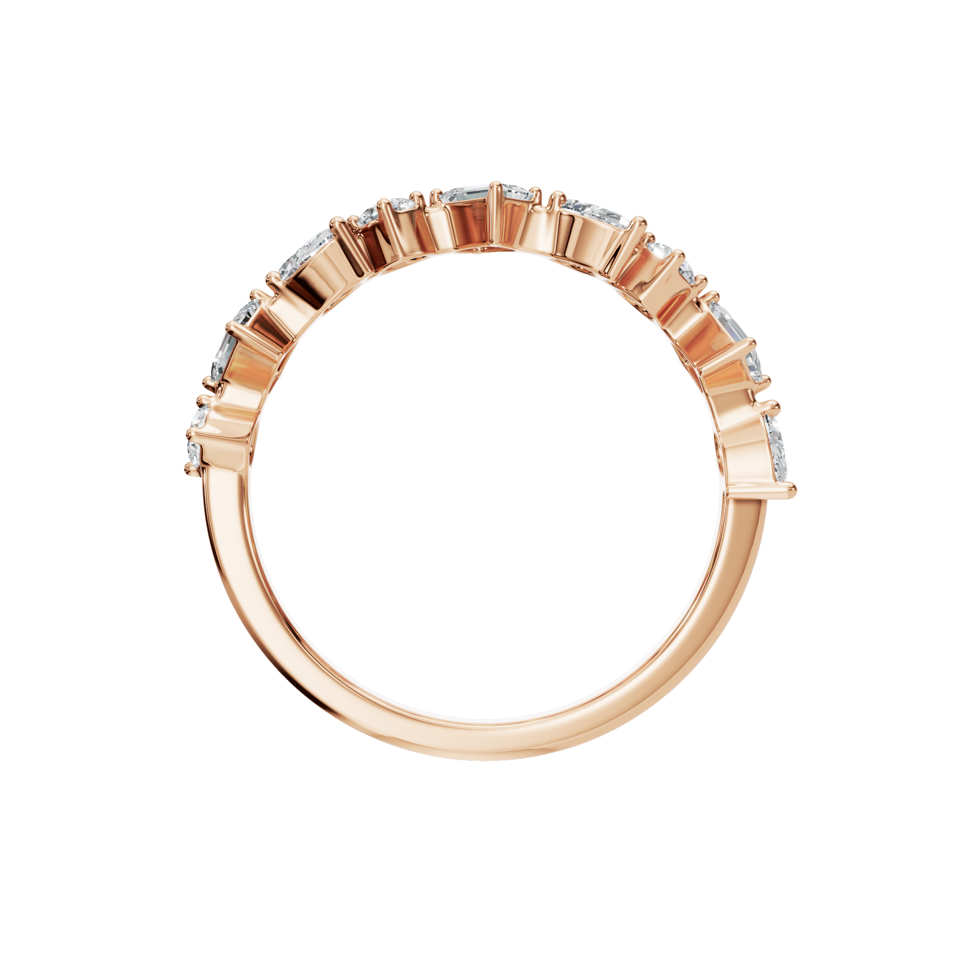 0.70 CTW Mixed Diamond Ring – Elegant Multi Shape Gold Band