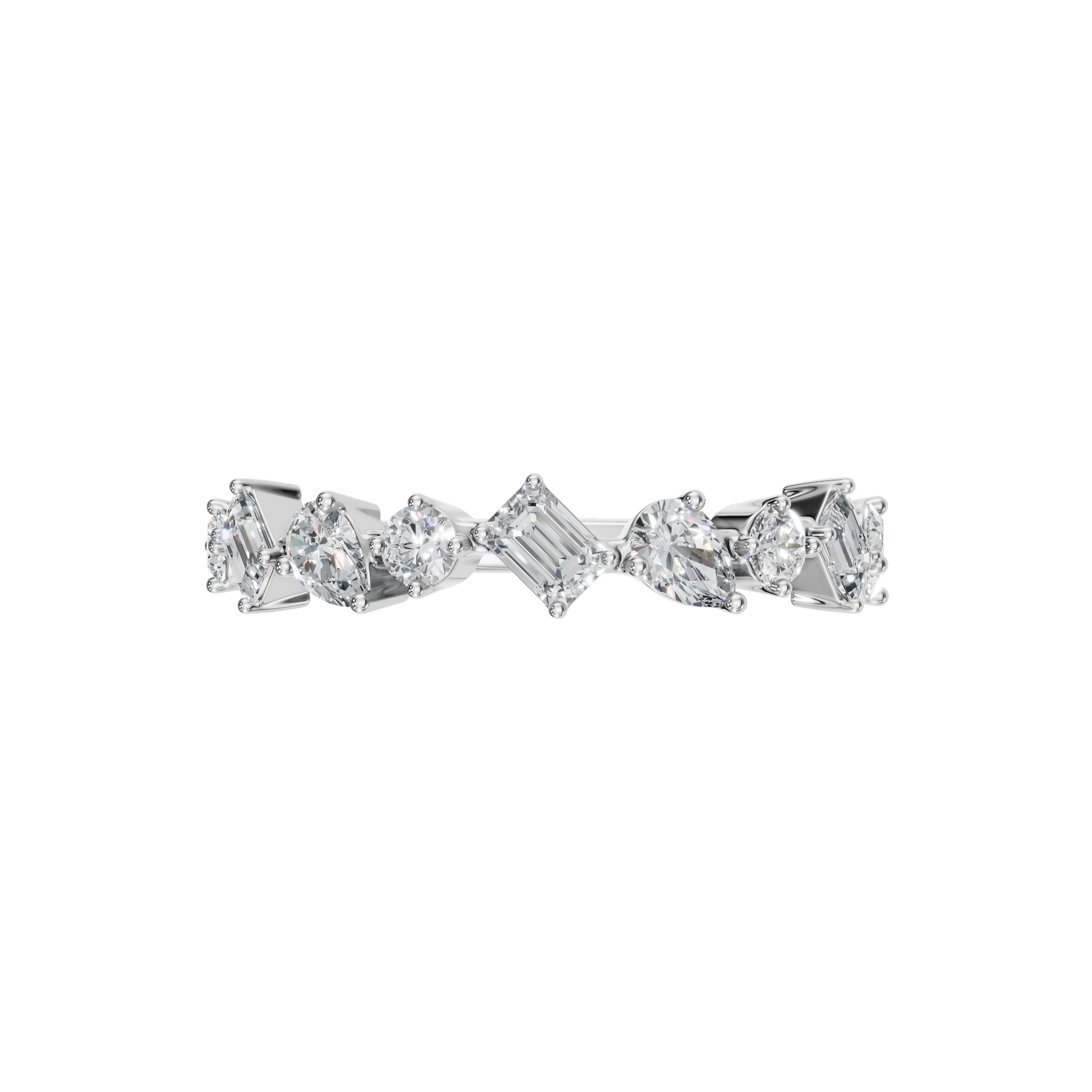 0.70 CTW Mixed Diamond Ring – Elegant Multi Shape Gold Band