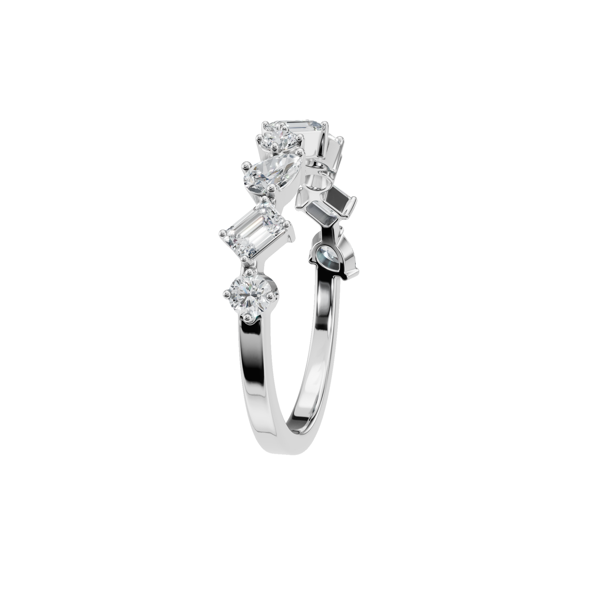 0.70 CTW Mixed Diamond Ring – Elegant Multi Shape Gold Band