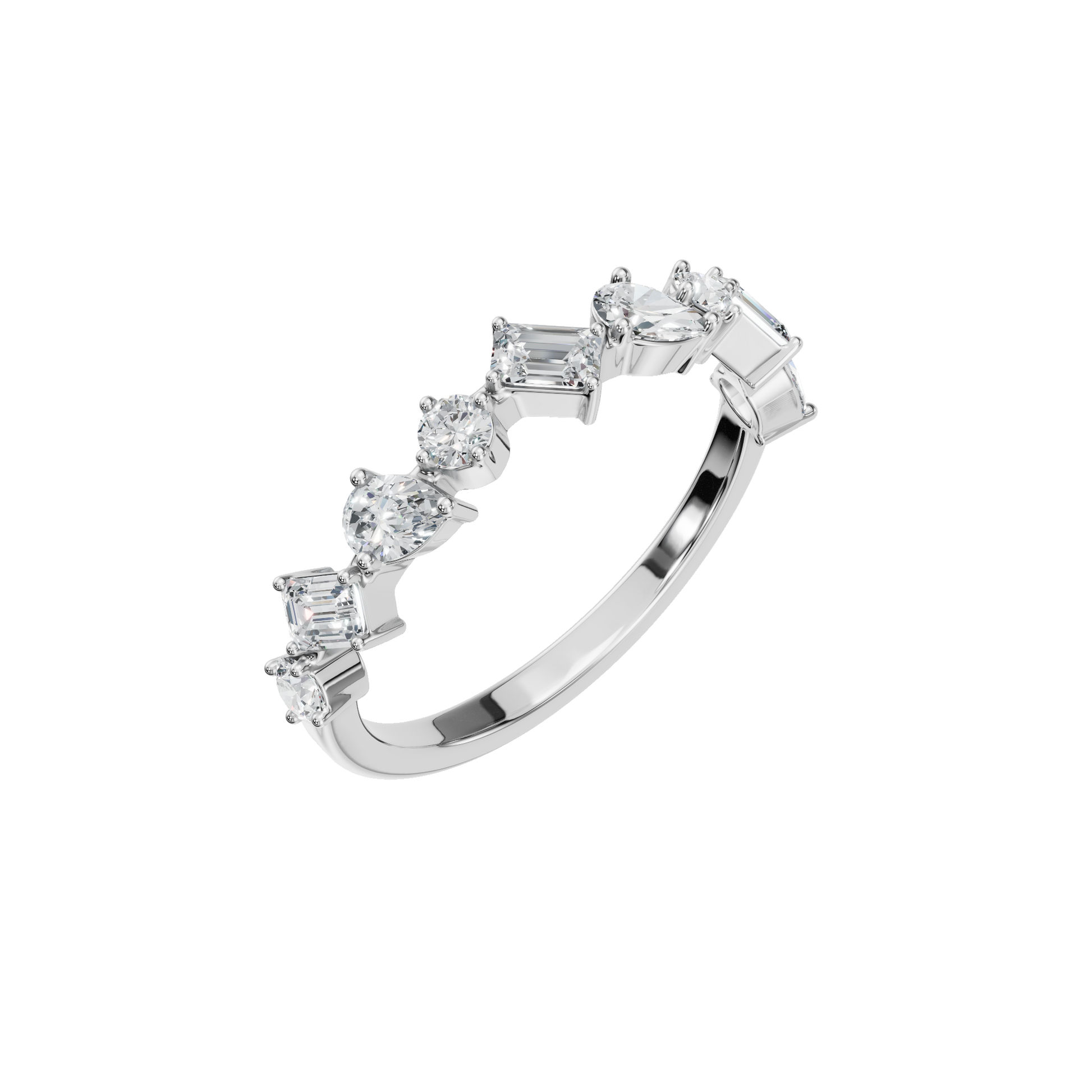 0.70 CTW Mixed Diamond Ring – Elegant Multi Shape Gold Band