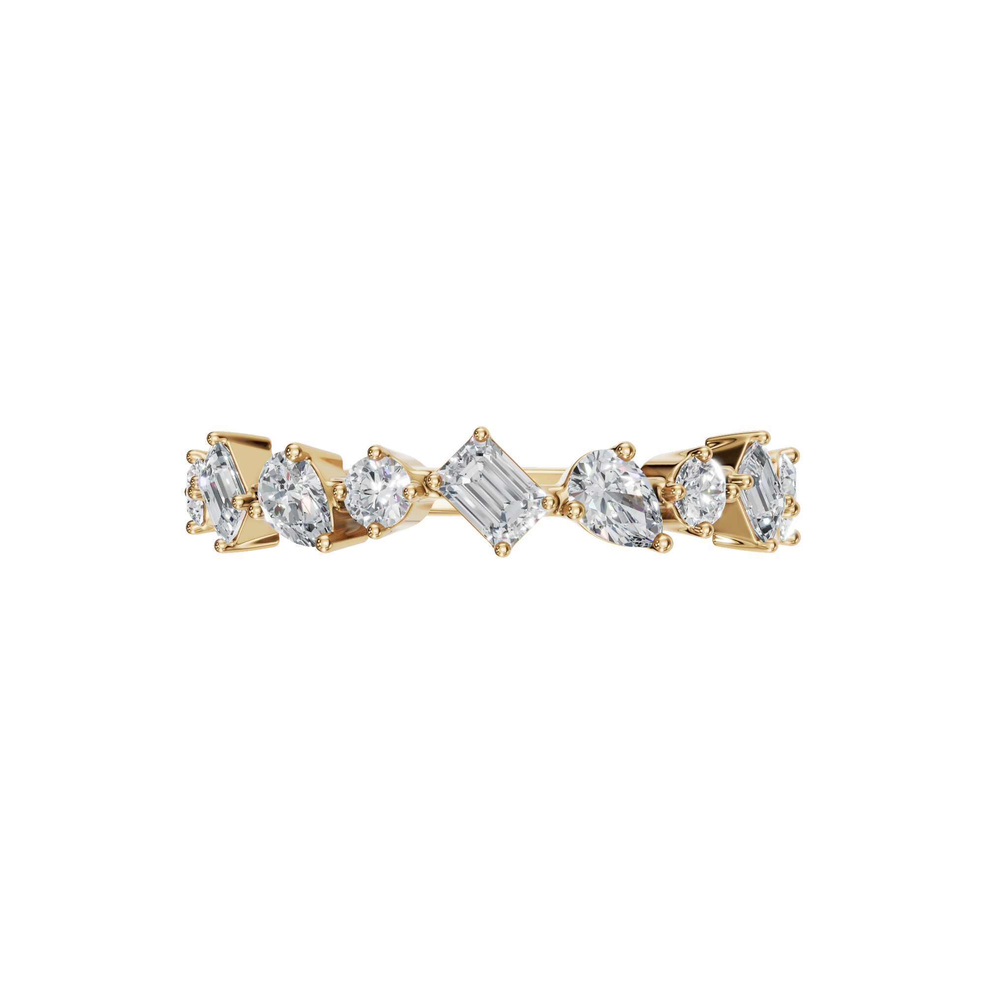 0.70 CTW Mixed Diamond Ring – Elegant Multi Shape Gold Band