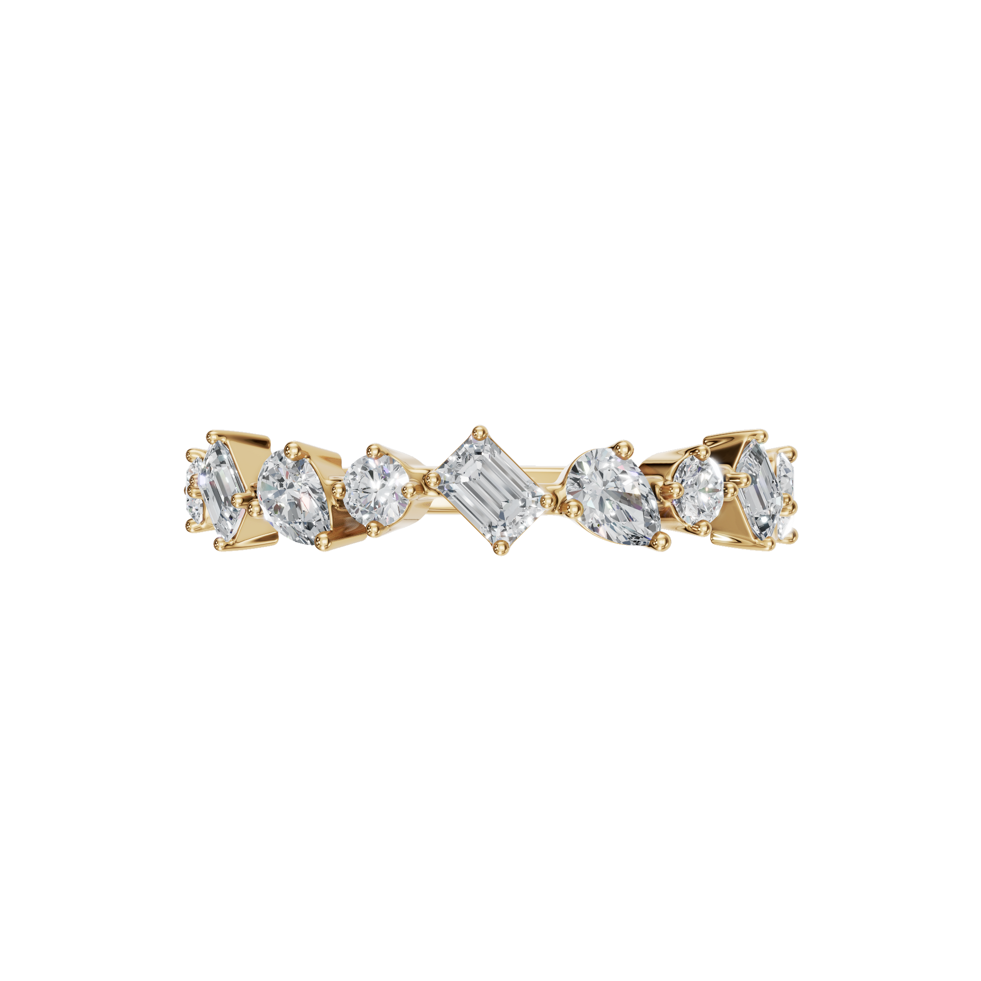 0.70 CTW Mixed Diamond Ring – Elegant Multi Shape Gold Band