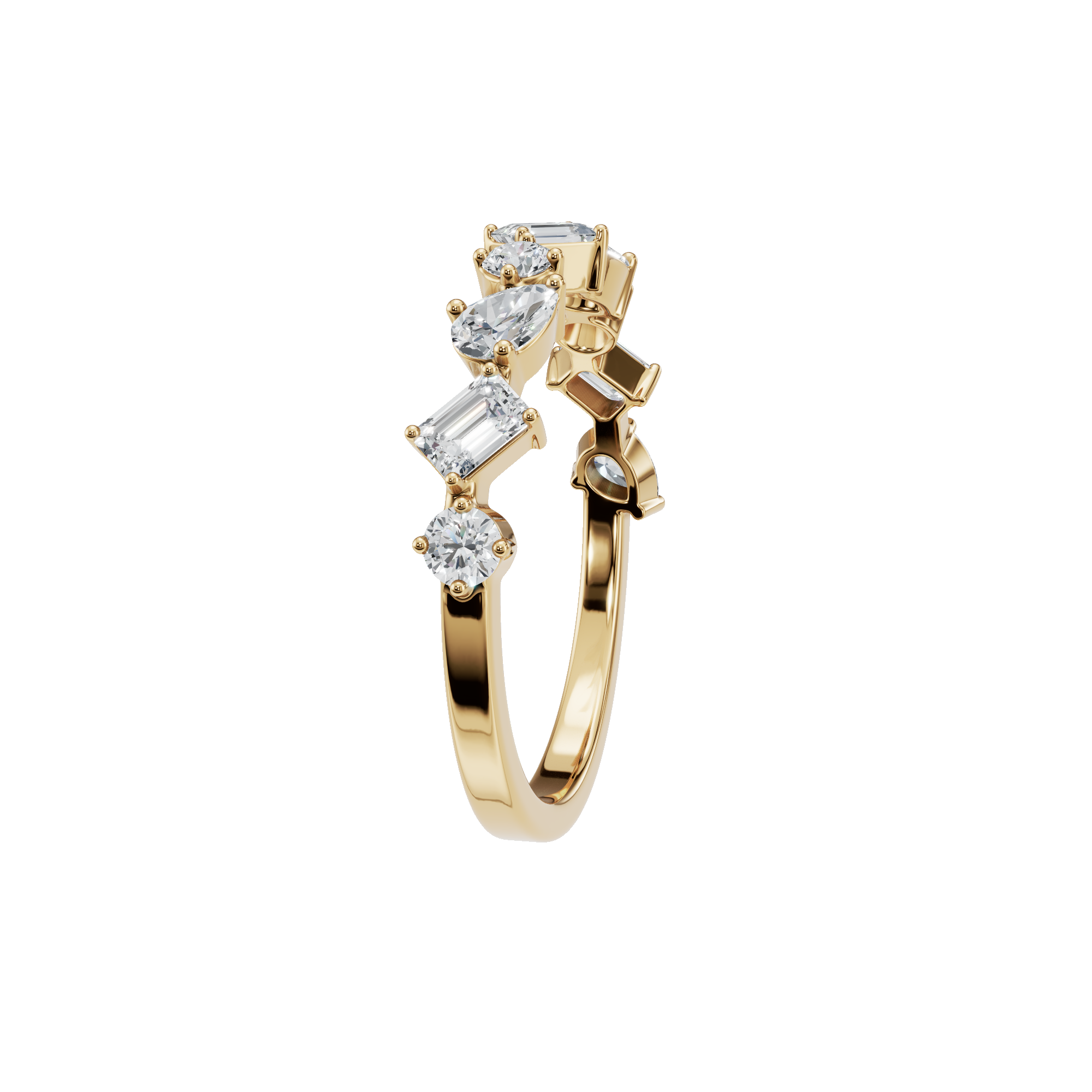 0.70 CTW Mixed Lab Diamond Wedding Band Ring in 14K Yellow Gold