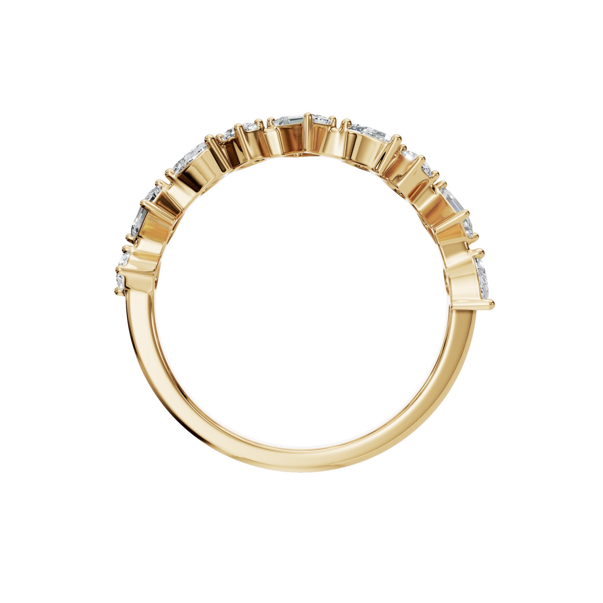 0.70 CTW Mixed Diamond Ring – Elegant Multi Shape Gold Band