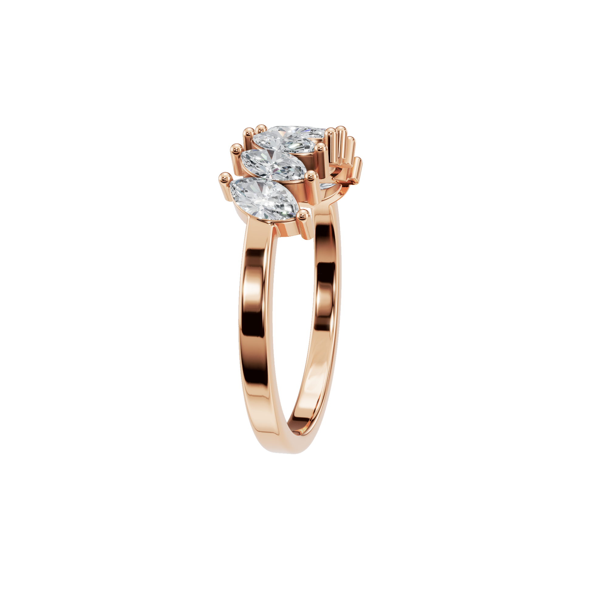 0.81 CTW Marquise Diamond Ring – Modern Crown Stackable Band