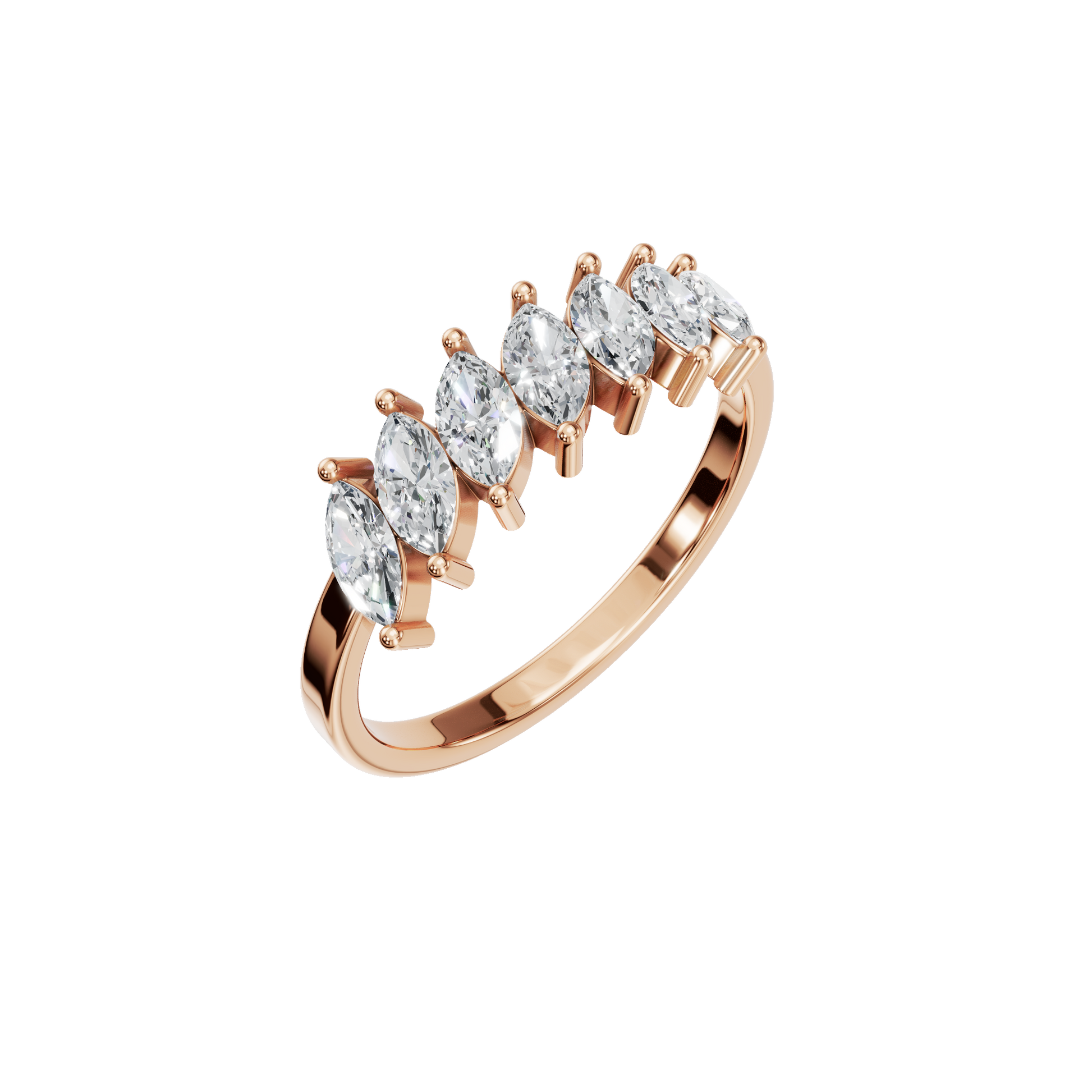 0.81 CTW Marquise Diamond Ring – Modern Crown Stackable Band