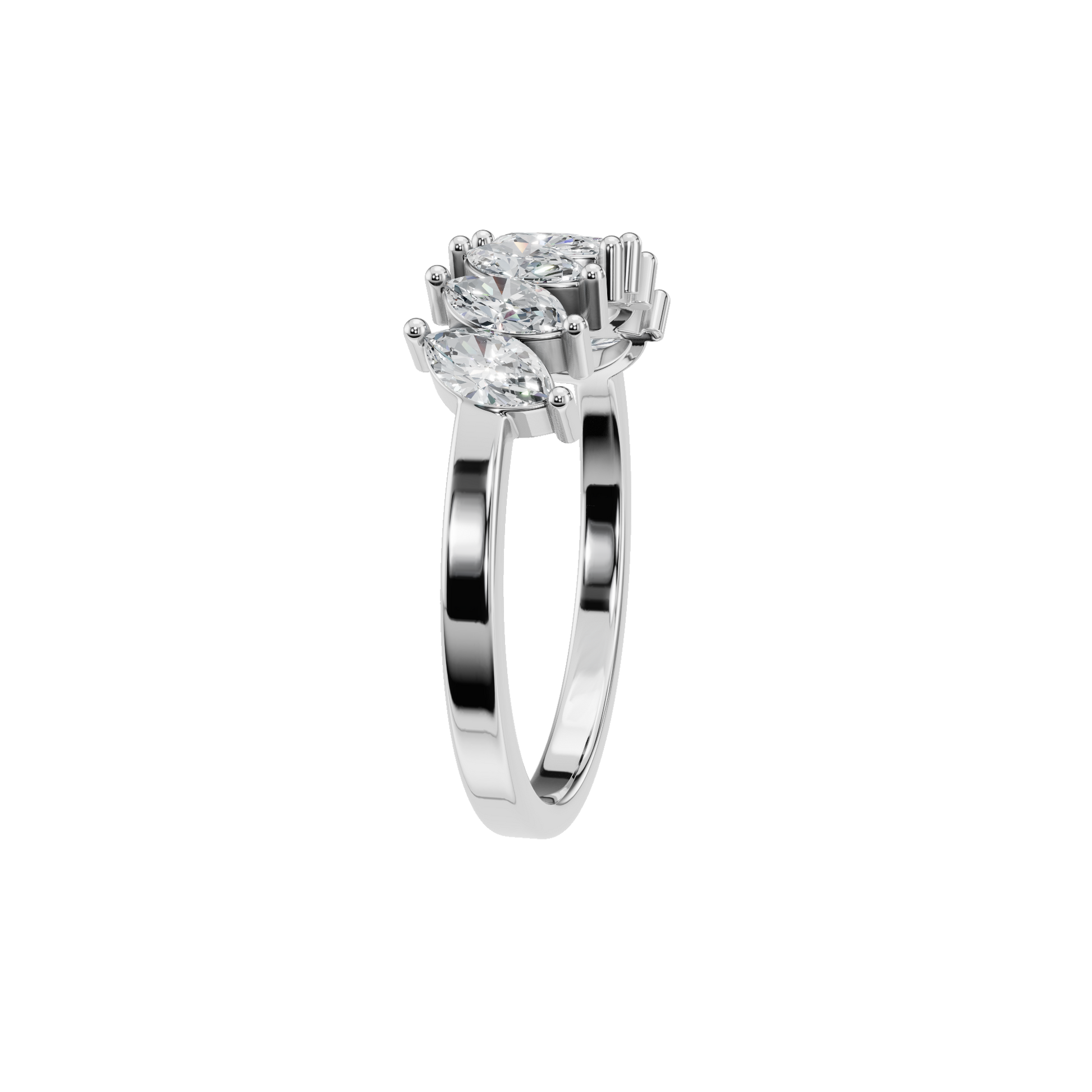 0.81 CTW Marquise Diamond Ring – Modern Crown Stackable Band