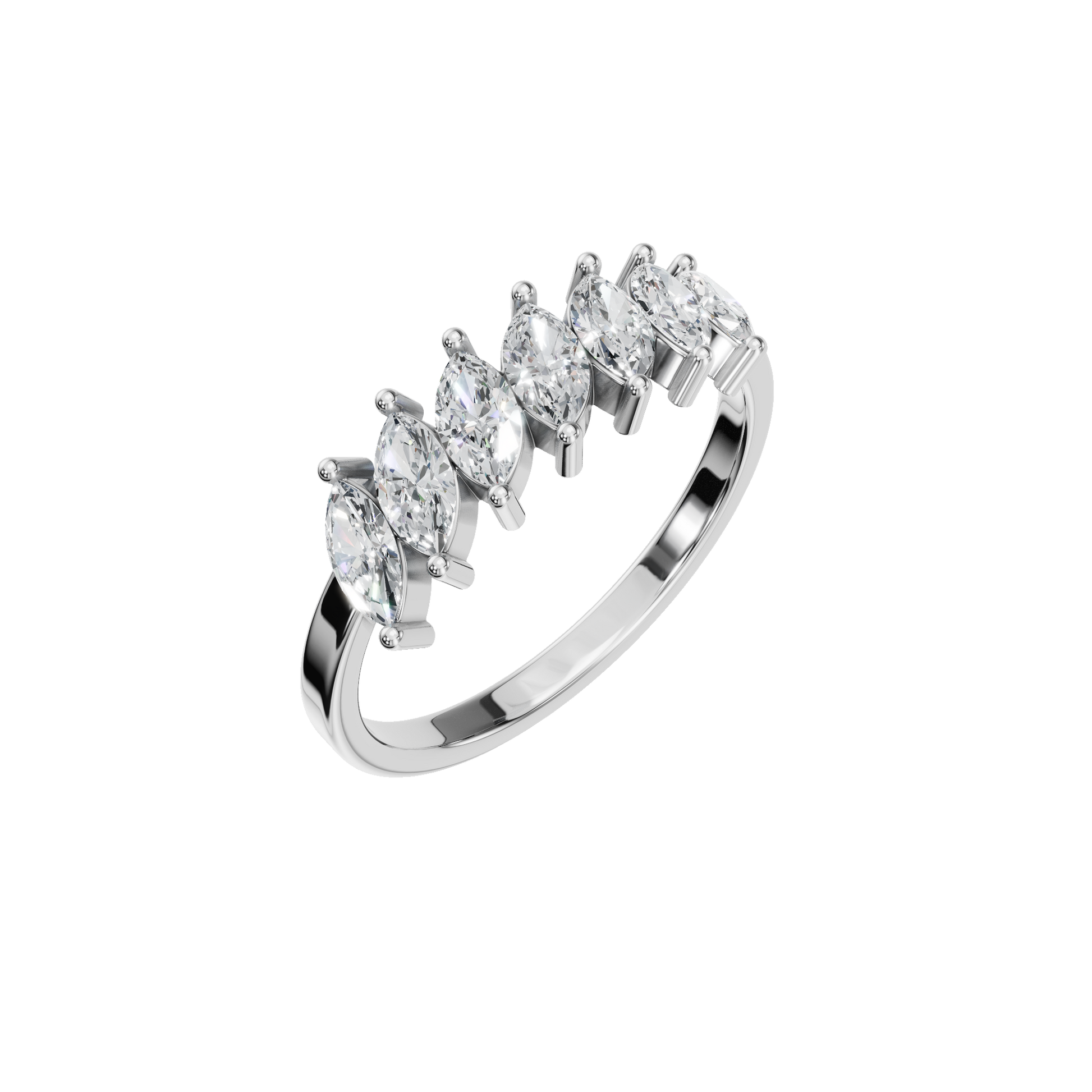 0.81 CTW Marquise Diamond Ring – Modern Crown Stackable Band