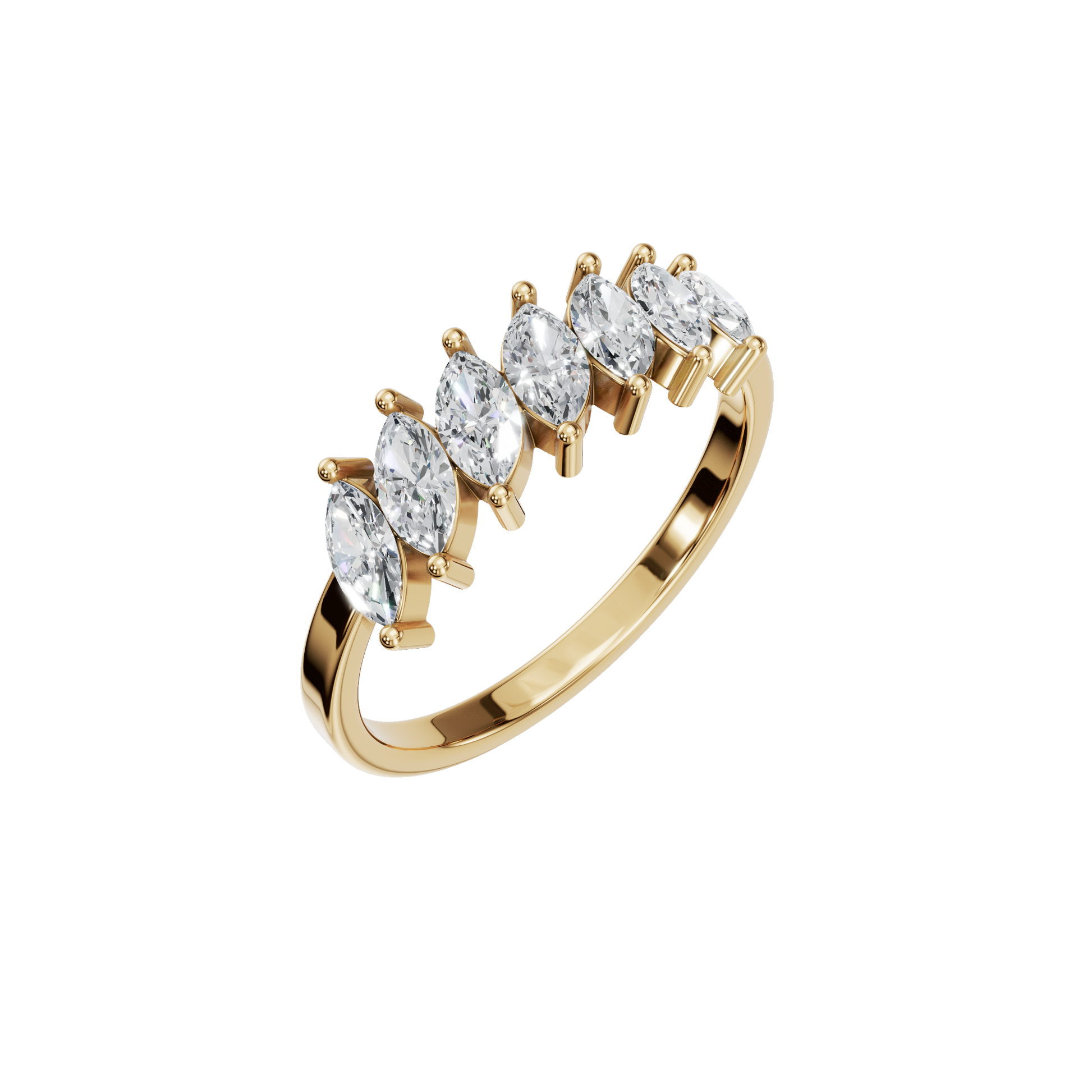 0.81 CTW Marquise Diamond Ring – Modern Crown Stackable Band