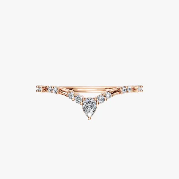 0.11 CTW Multi Cut Diamond Chevron Promise Ring in 14K Yellow Solid Gold