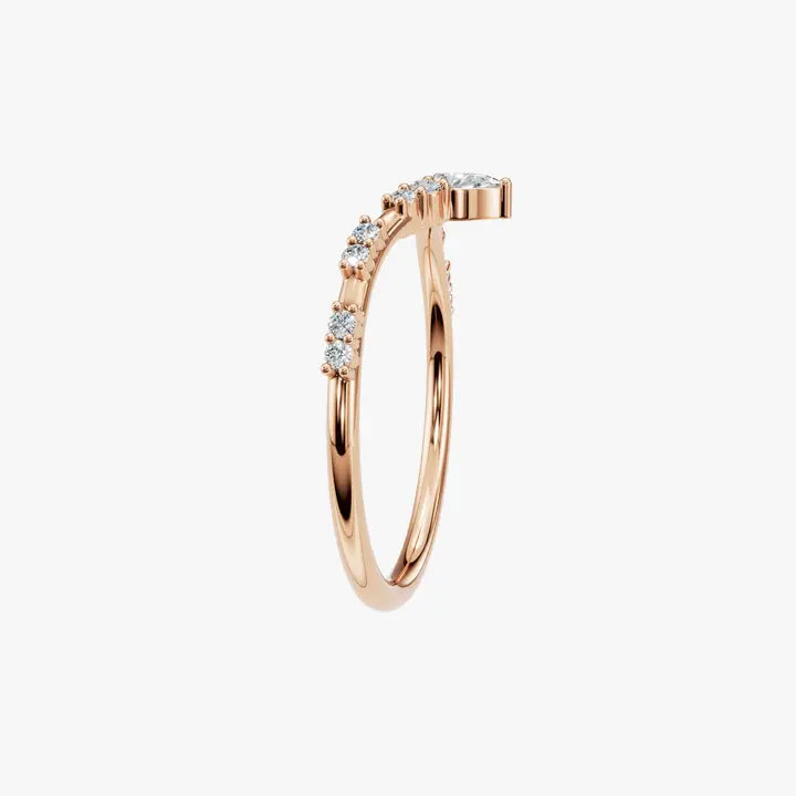 0.11 CTW Multi Cut Diamond Chevron Promise Ring in 14K Yellow Solid Gold