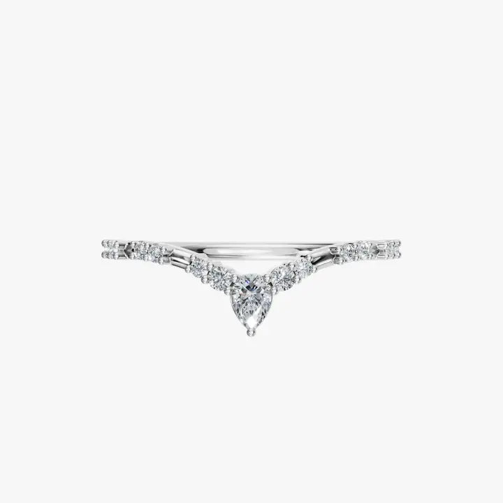 0.11 CTW Multi Cut Diamond Chevron Promise Ring in 14K Yellow Solid Gold