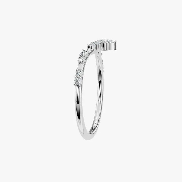 0.11 CTW Multi Cut Diamond Chevron Promise Ring in 14K Yellow Solid Gold
