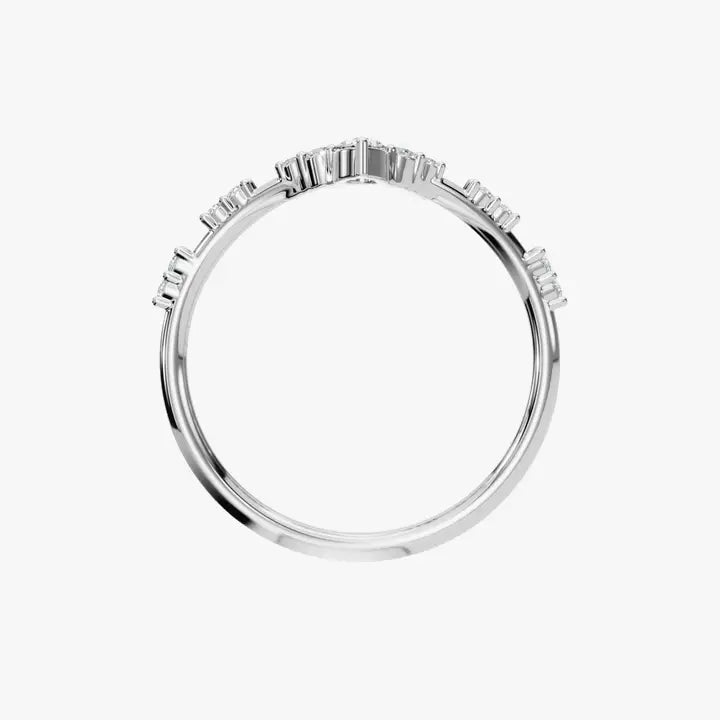 0.11 CTW Multi Cut Diamond Chevron Promise Ring in 14K Yellow Solid Gold