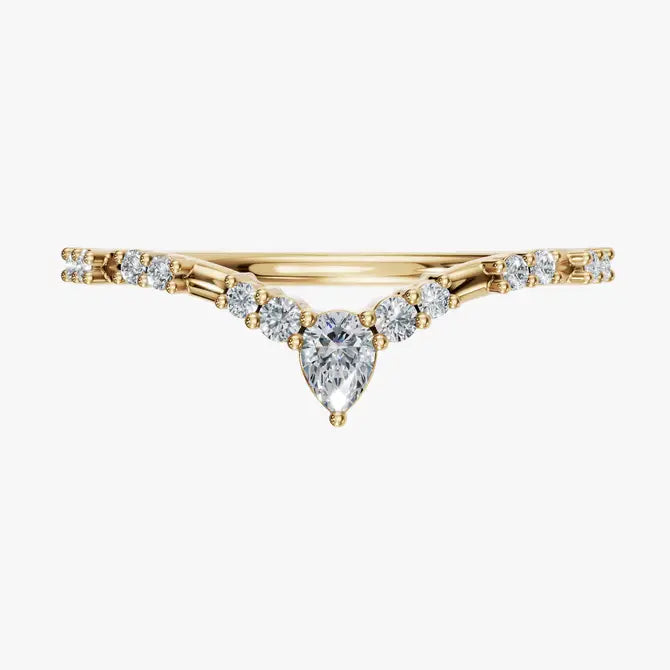 0.11 CTW Multi Cut Diamond Chevron Promise Ring in 14K Yellow Solid Gold