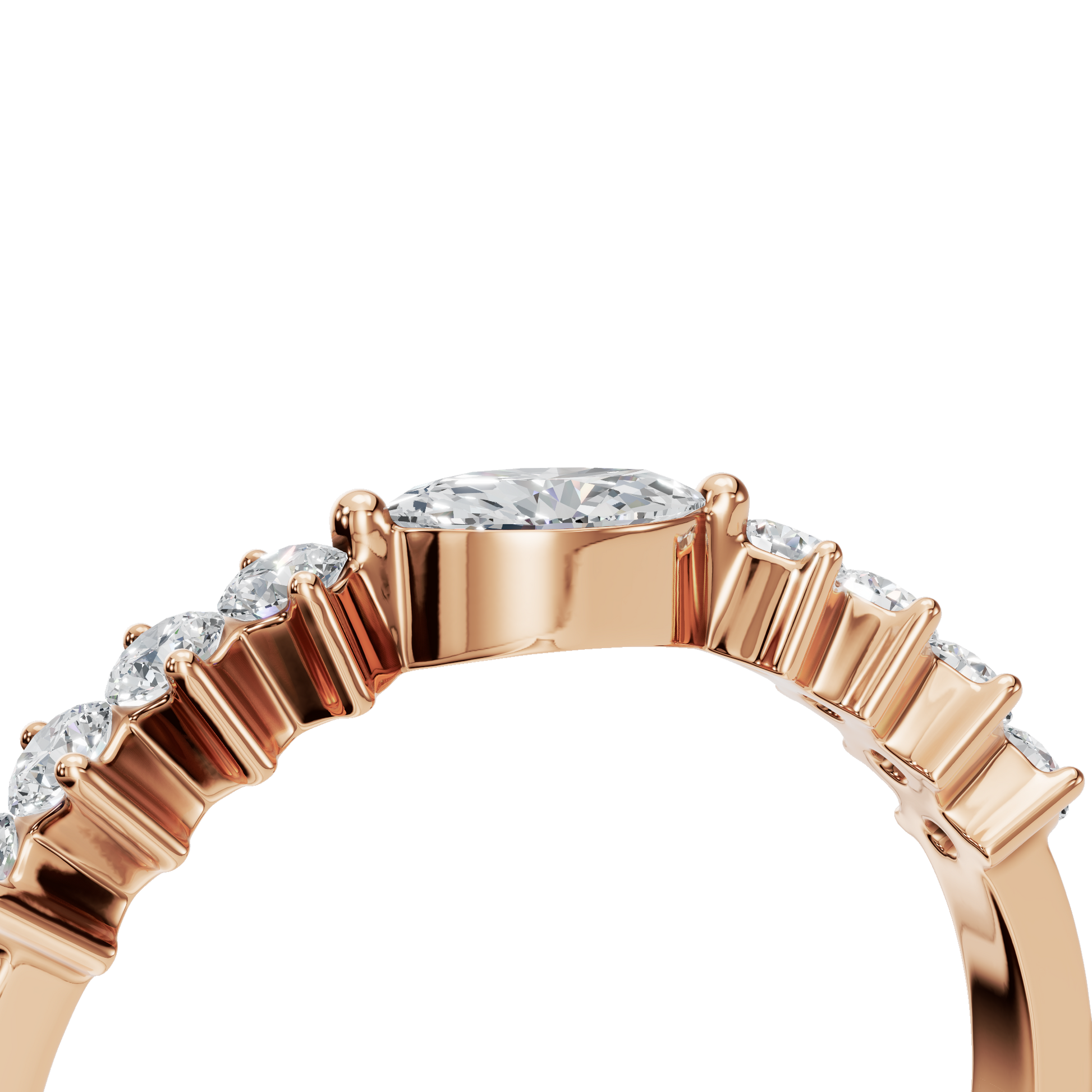 Diamond Ring with Marquise Center & Graduated Side Stones